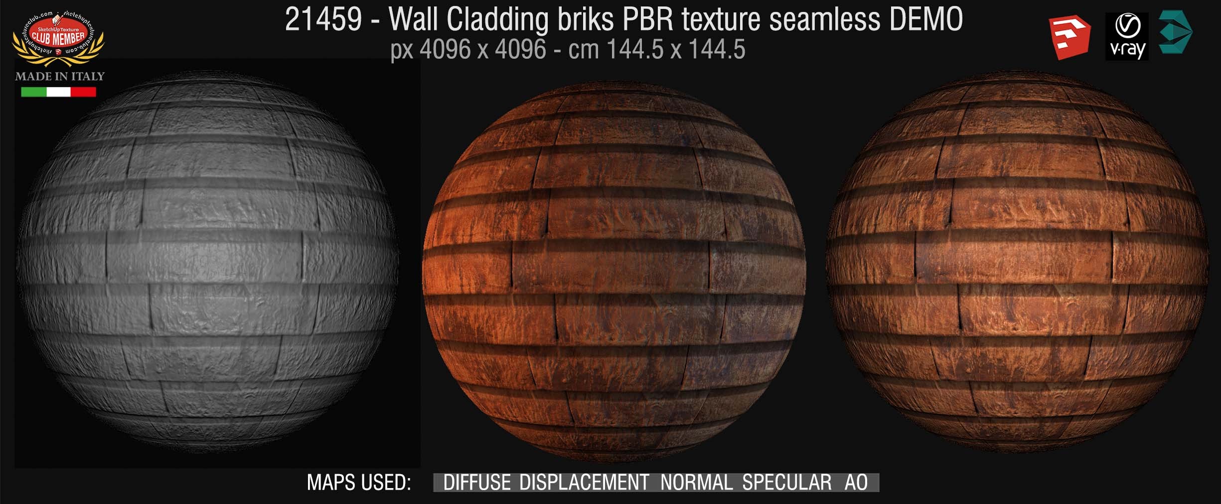 21459 Wall cladding bricks PBR texture seamless