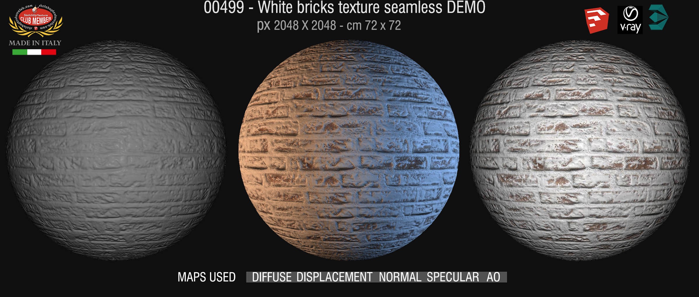 00499 White bricks texture seamless + maps DEMO