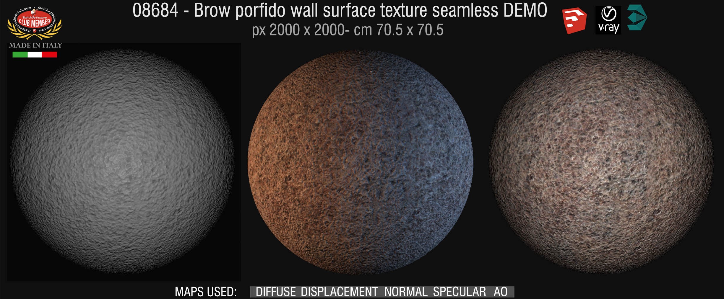 08684 Brow porfido wall surface texture + maps DEMO