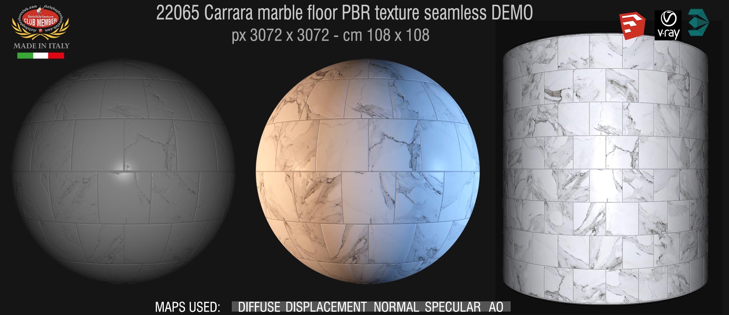 22065 Carrara white marble floor PBR texture seamless DEMO