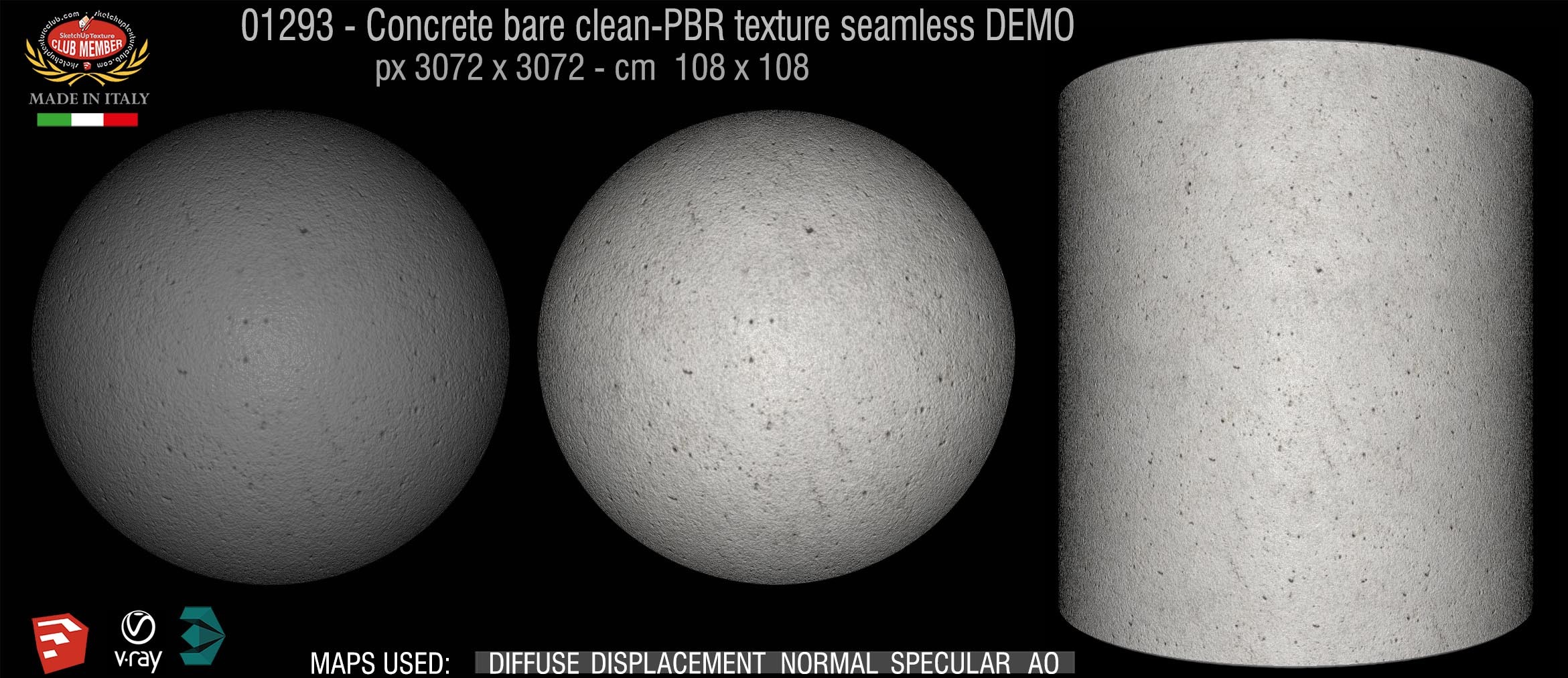 01293 Concrete bare clean-PBR texture seamless DEMO