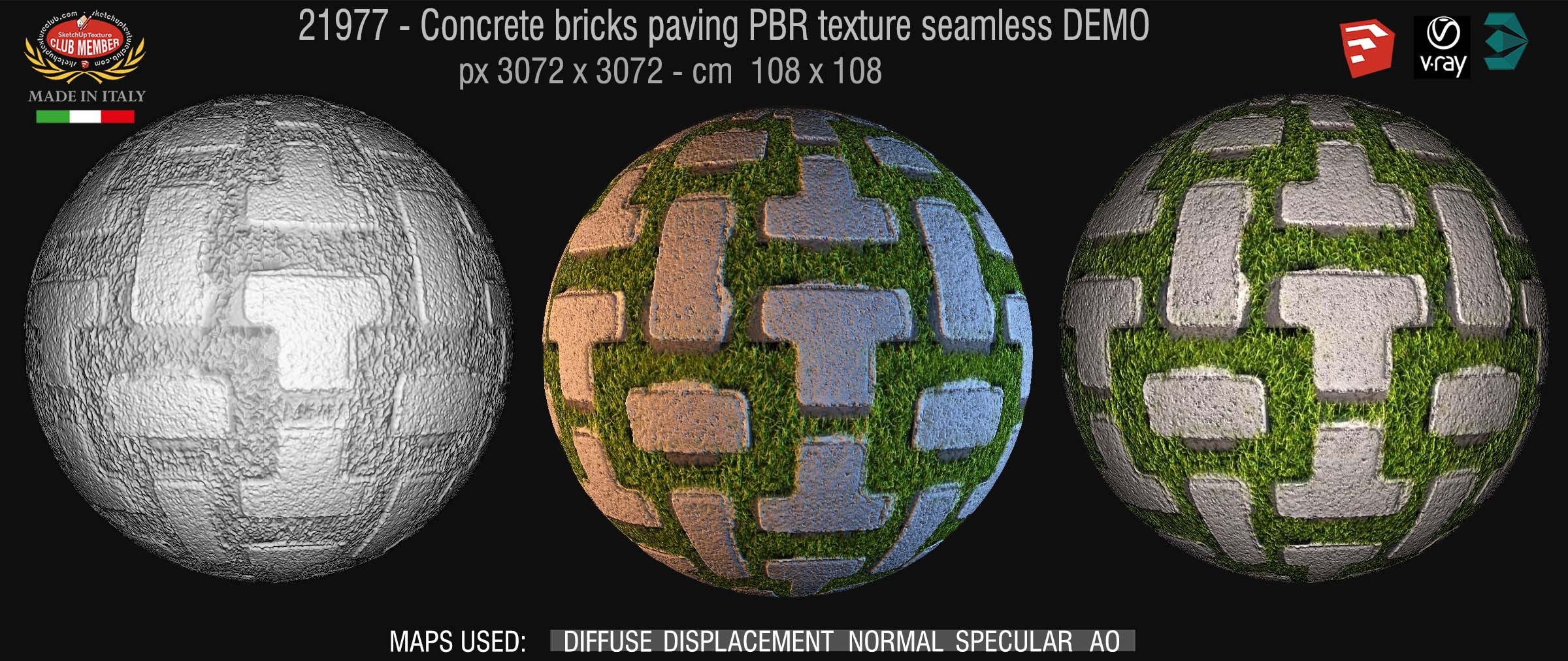 21977 Concrete bricks paving PBR texture seamless DEMO