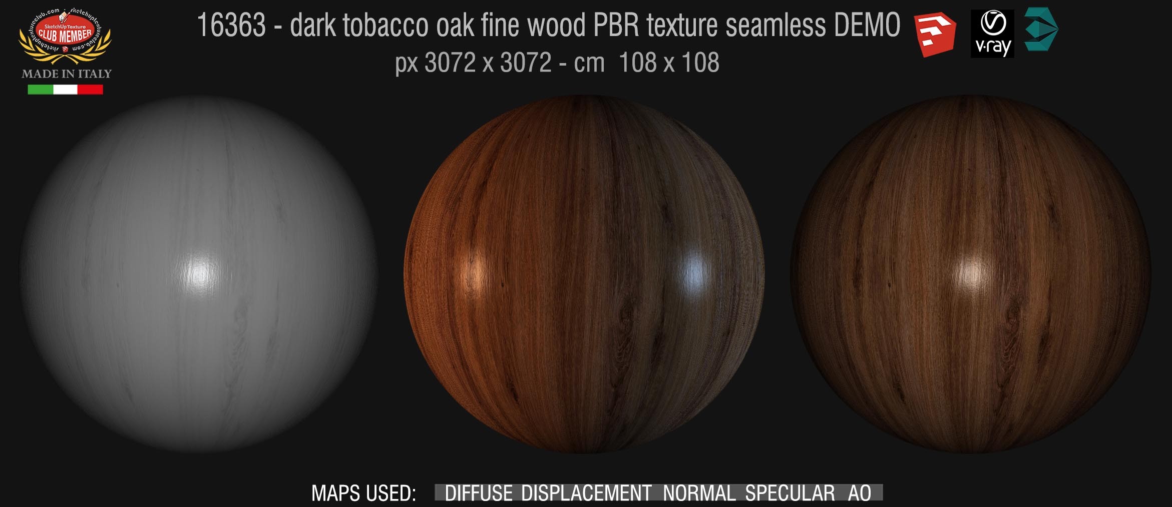 16363 dark tobacco oak fine wood PBR texture seamless DEMO