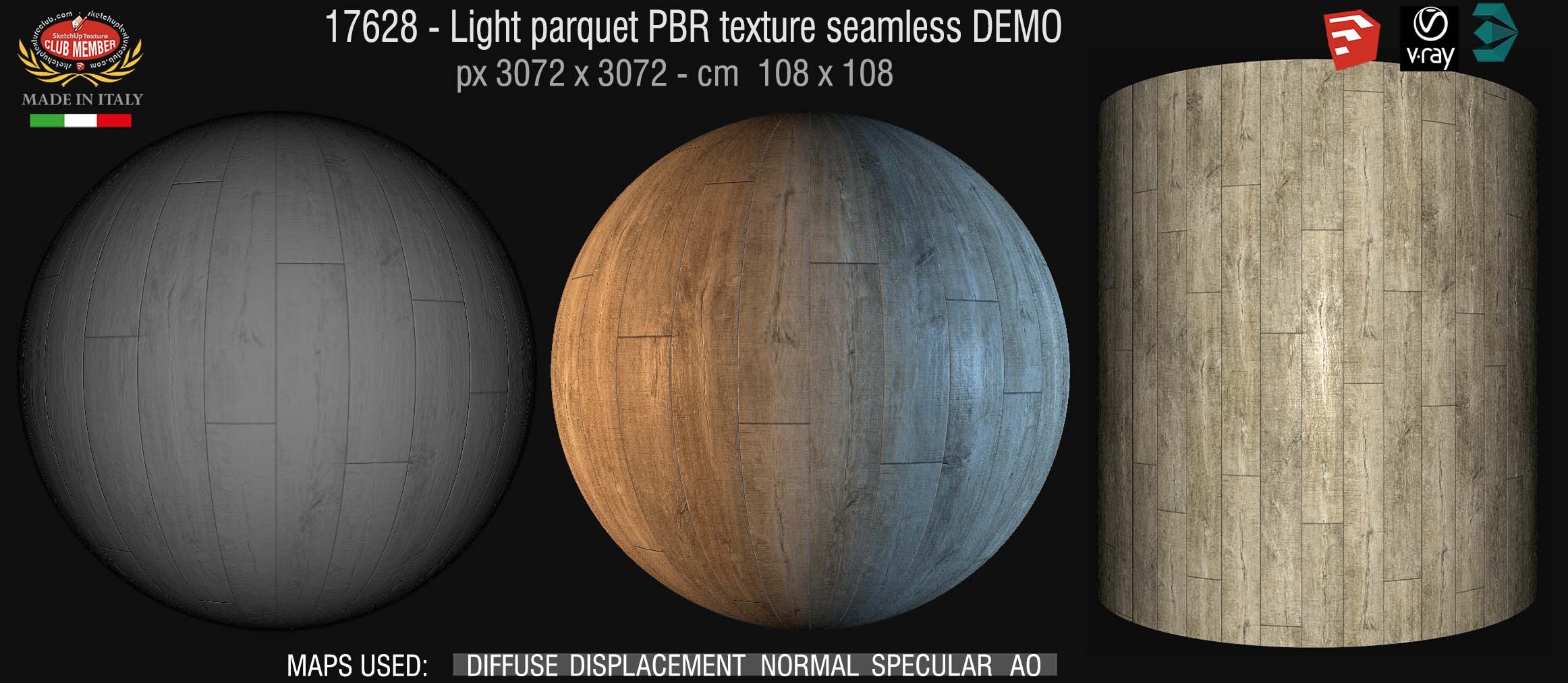 17628 Light parquet PBR texture seamless DEMO