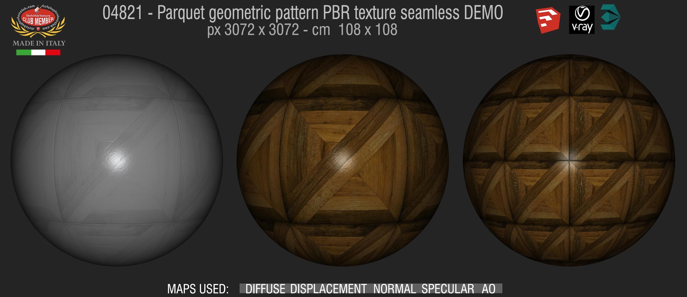 04821 Parquet geometric pattern PBR texture seamless DEMO