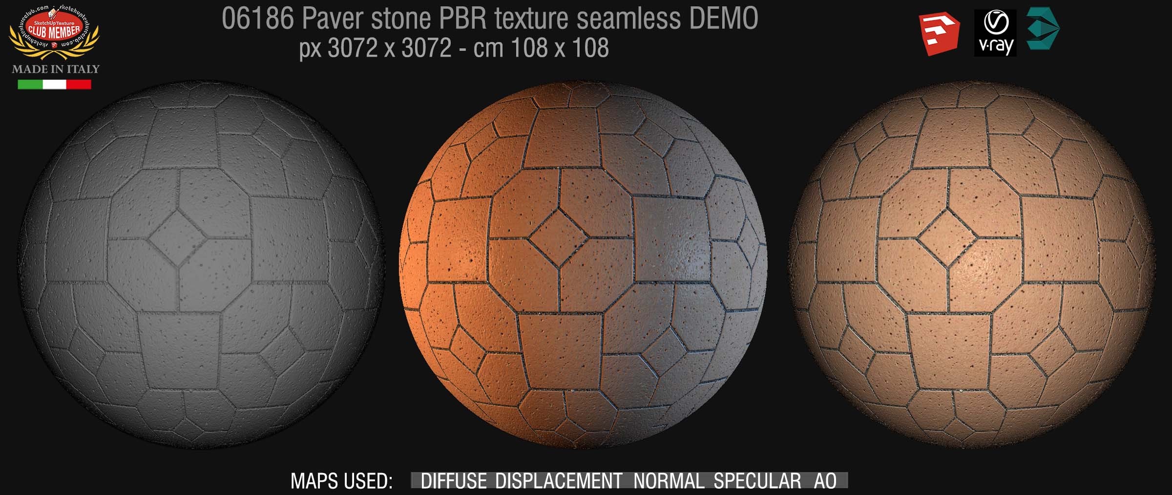 06186 Pavers stone PBR texture seamless DEMO