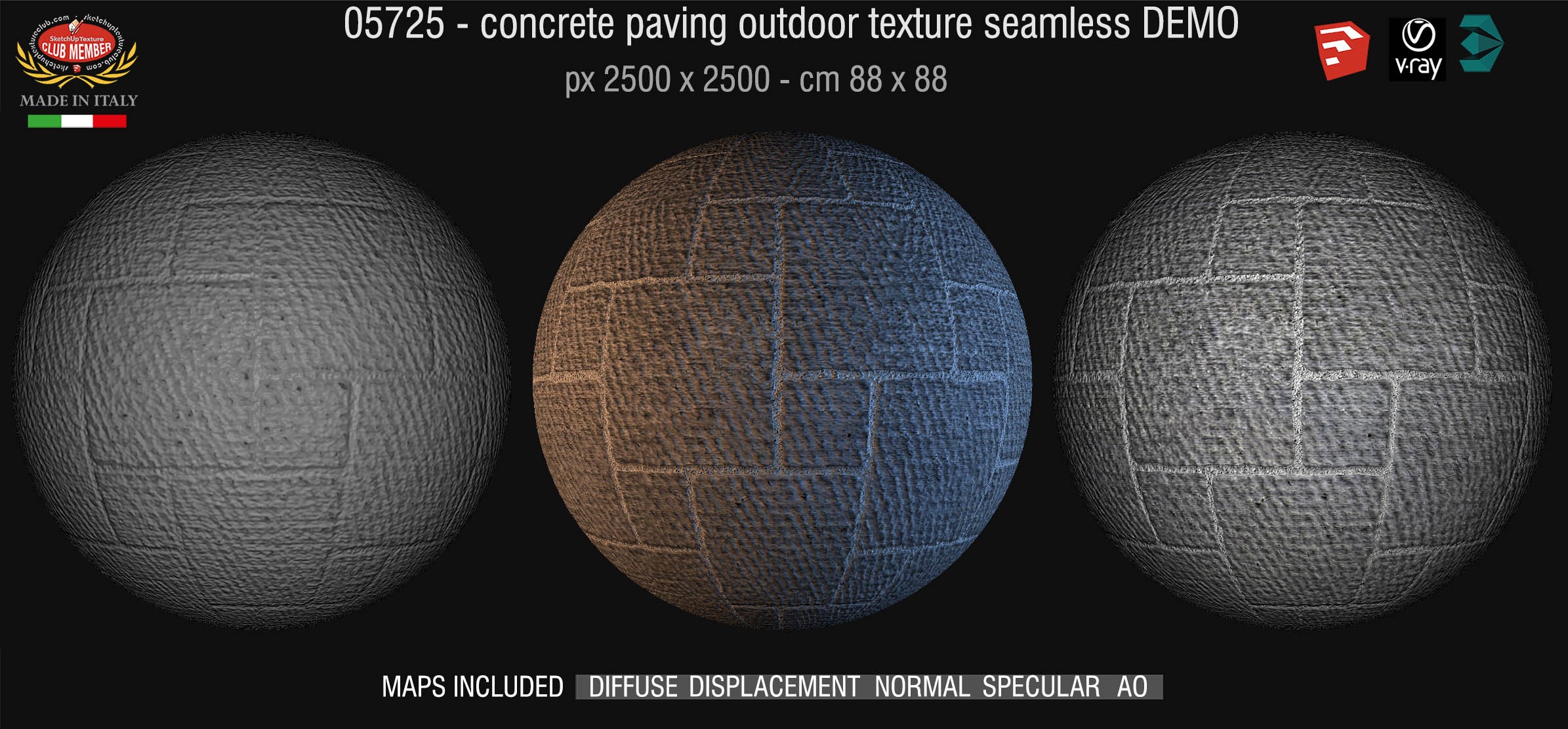 05725 HR Paving outdoor concrete regular block texture + maps DEMO