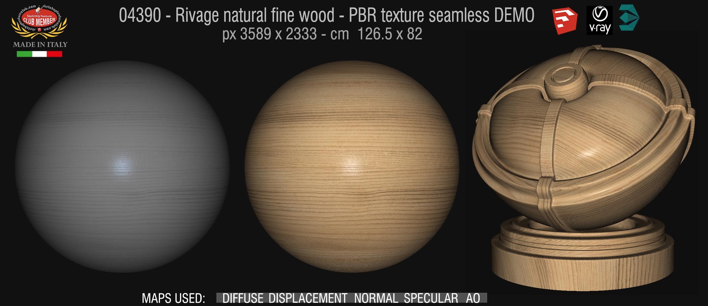 04390 Rivage natural fine wood - PBR texture seamless DEMO