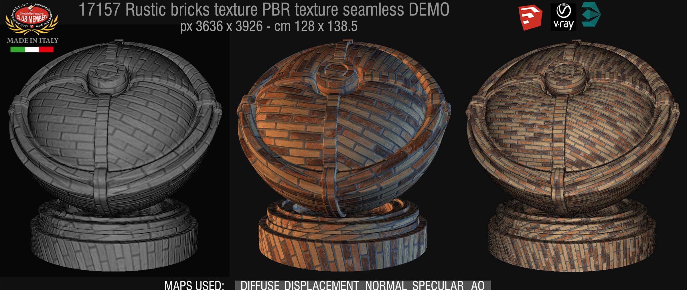 17157 Rustic bricks PBR texture seamless DEMO