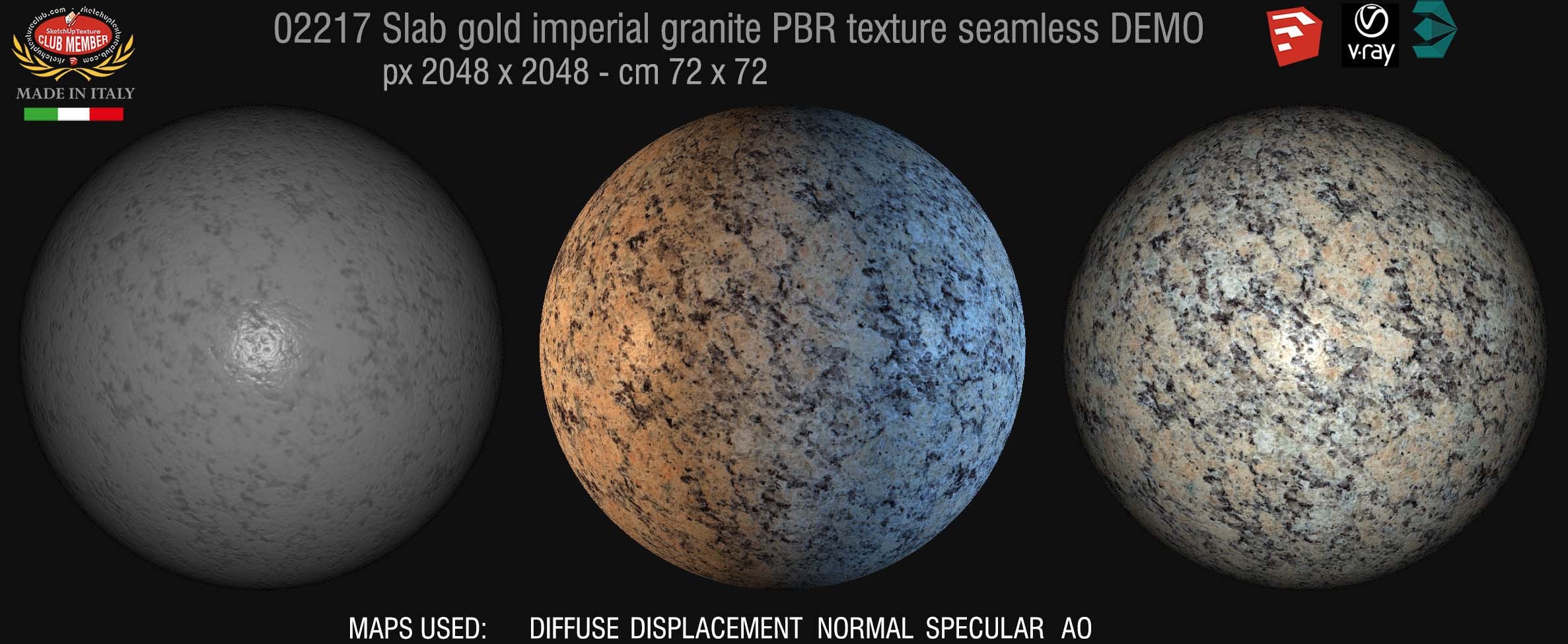 02217 Slab gold imperial granite PBR texture seamless DEMO