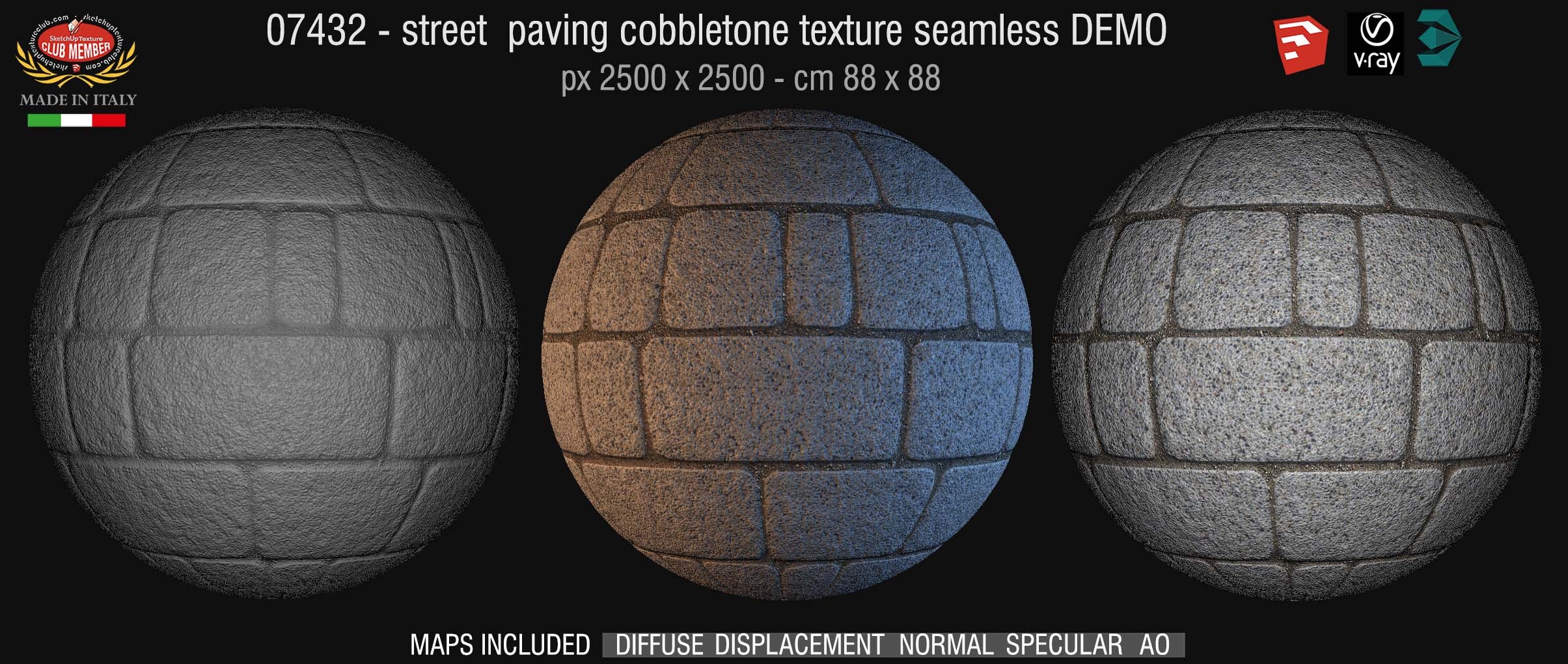 07432 HR Street paving cobblestone texture seamless + maps DEMO