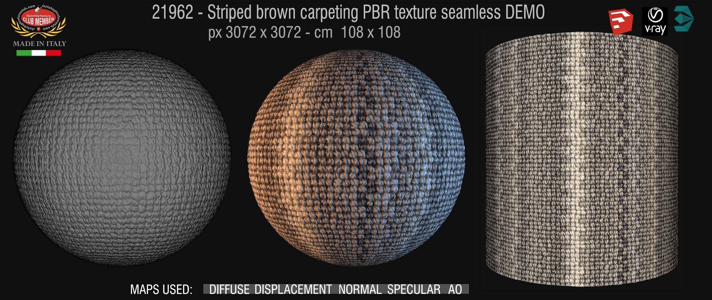 21963 Striped Brown carpeting PBR texture seamless DEMO