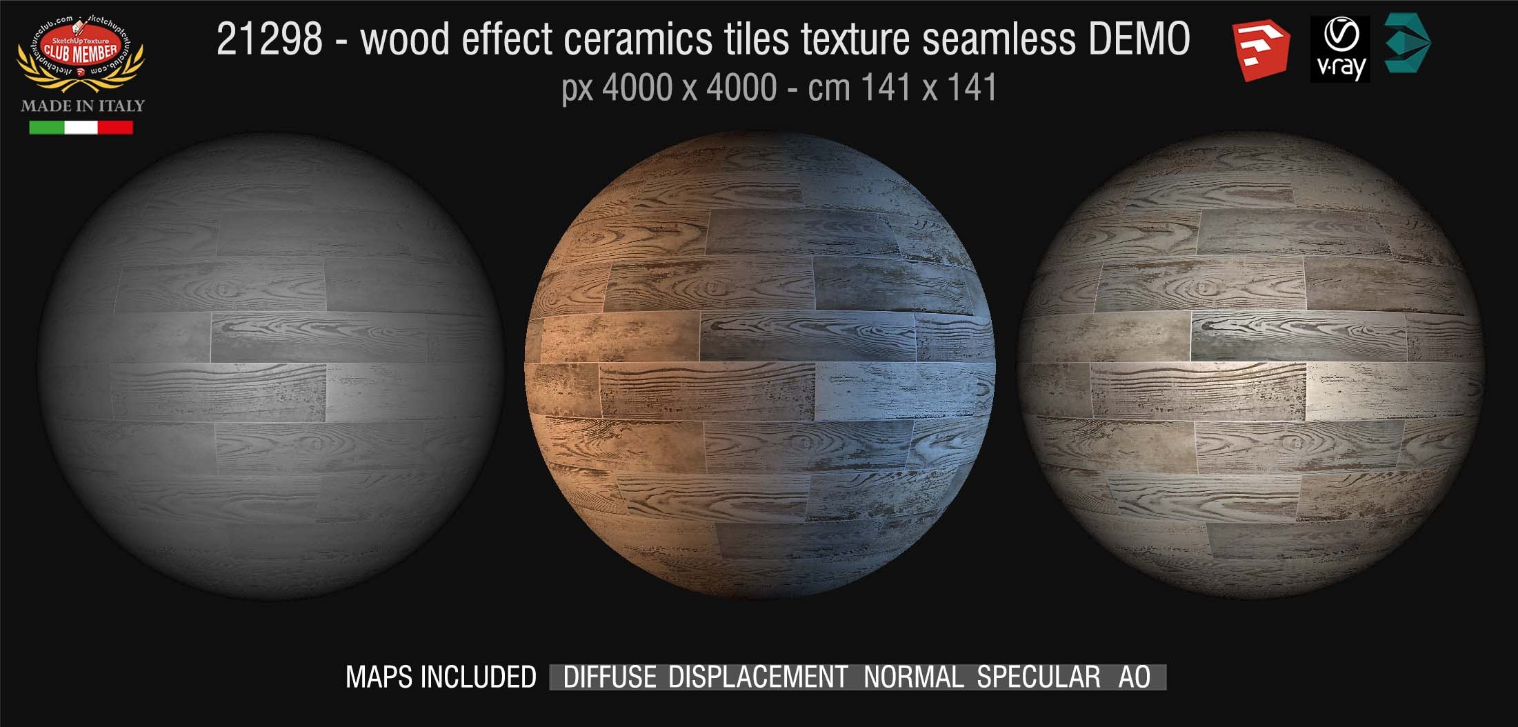 21289 Wood effect ceramics tiles PBR texture DEMO