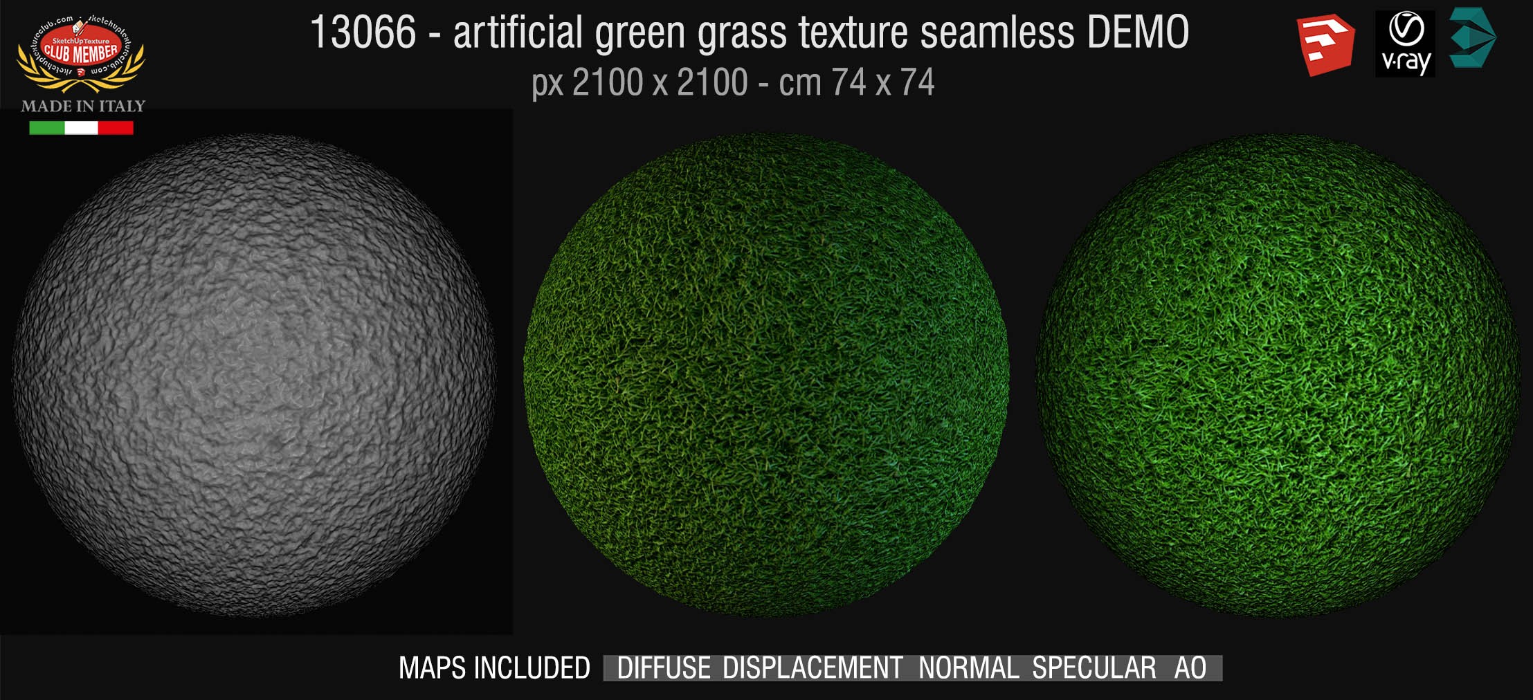 13066 HR Artificial green grass texture + maps DEMO