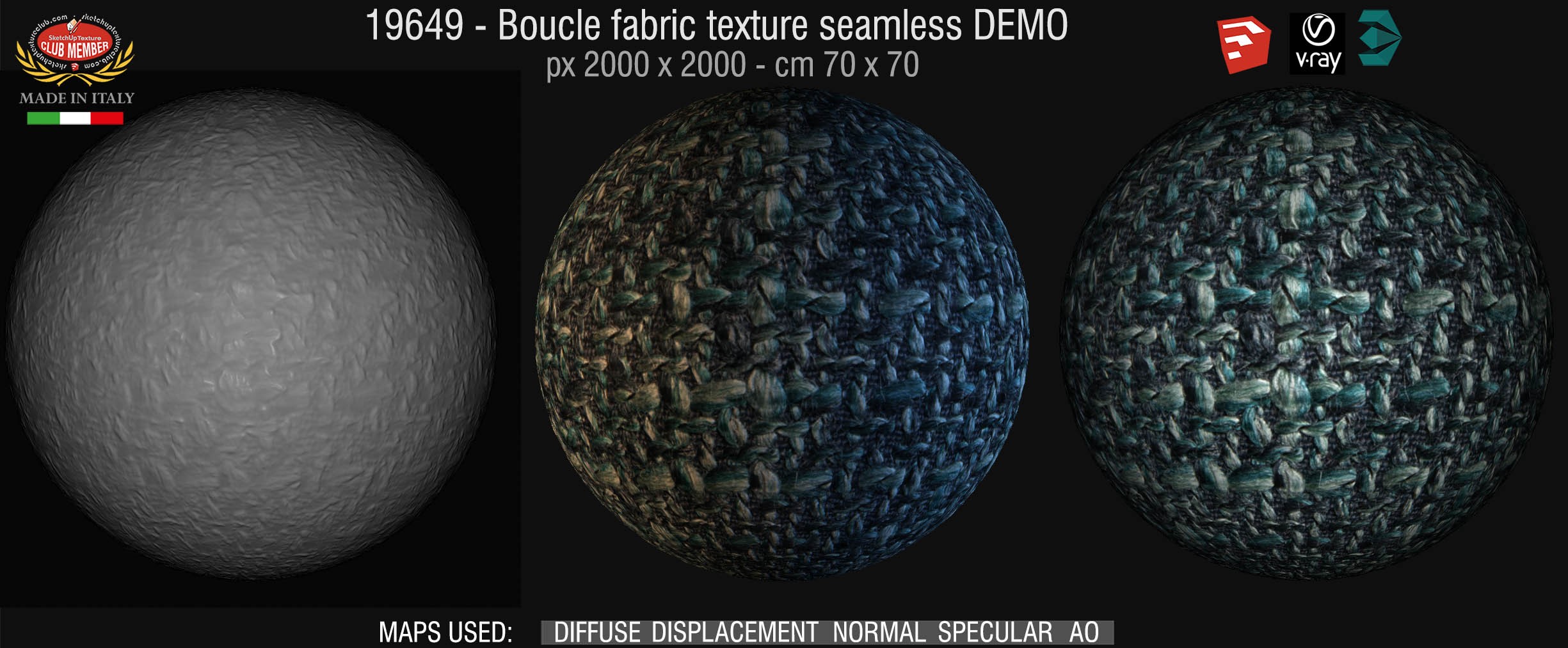 19649 Boucle fabric texture seamless + maps DEMO