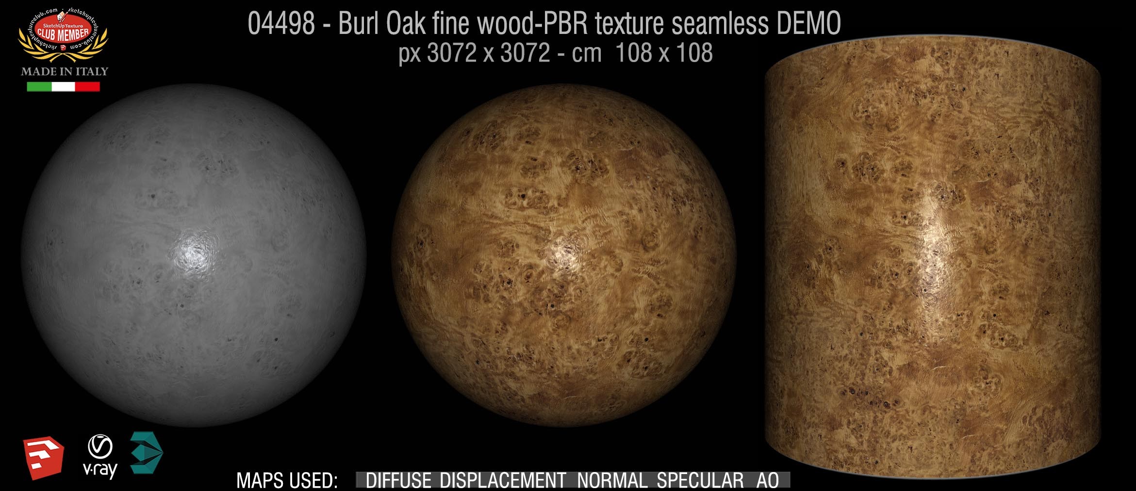 04498 Burl Oak fine wood-PBR texture seamless DEMO