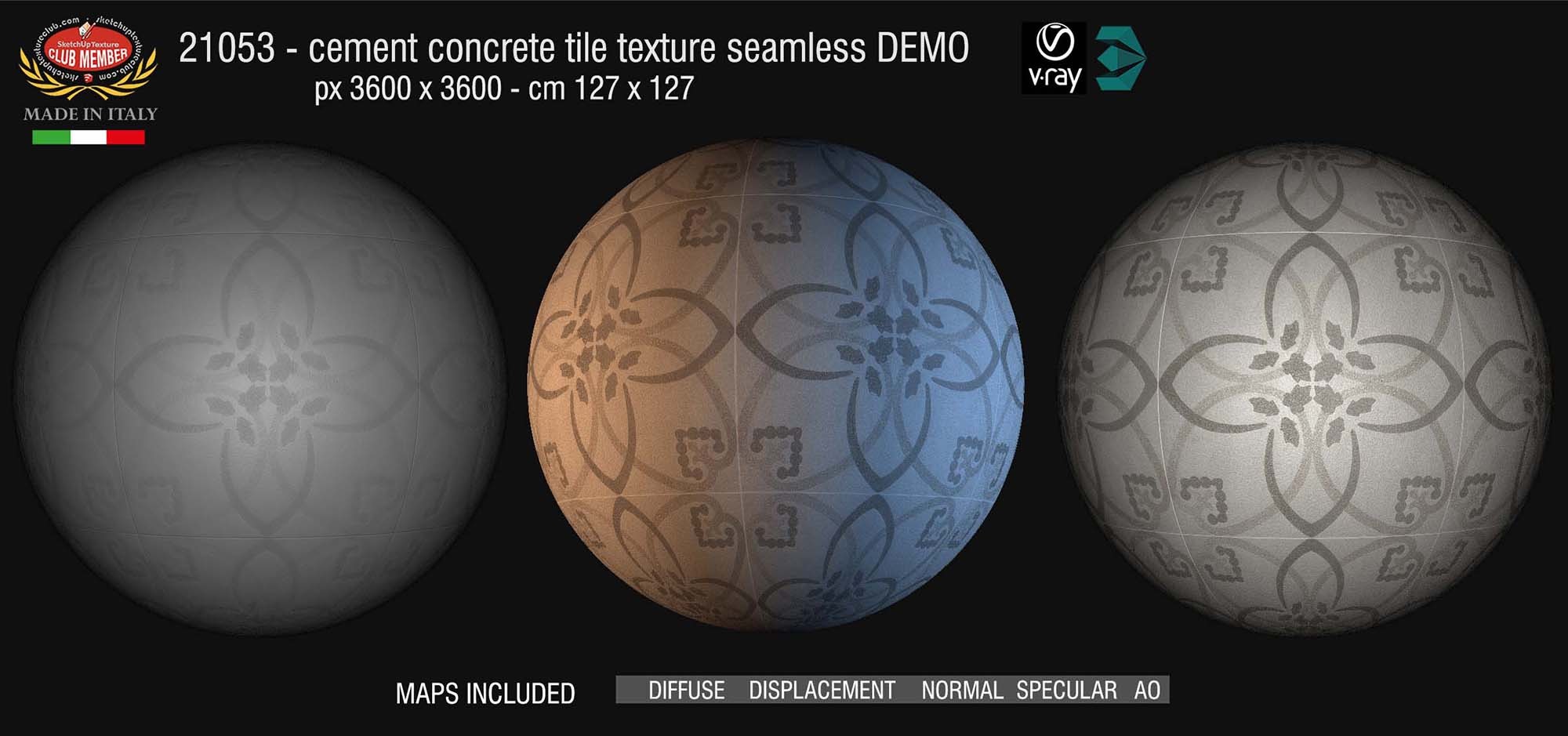 21053 Cement concrete tile texture + maps DEMO