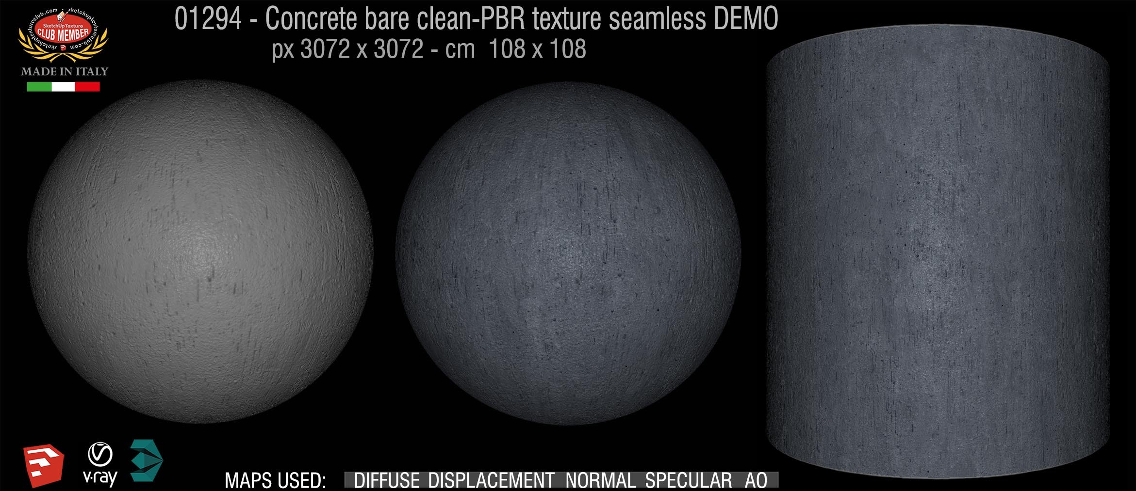 01294 Concrete bare clean-PBR texture seamless DEMO