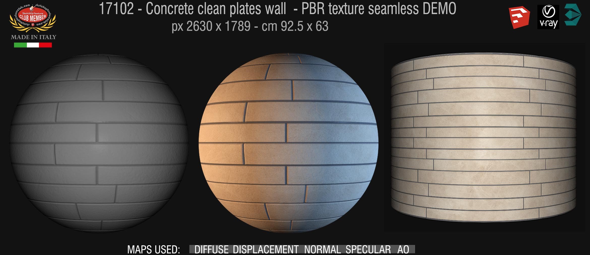 17102 Concrete clean plates wall PBR texture seamless DEMO