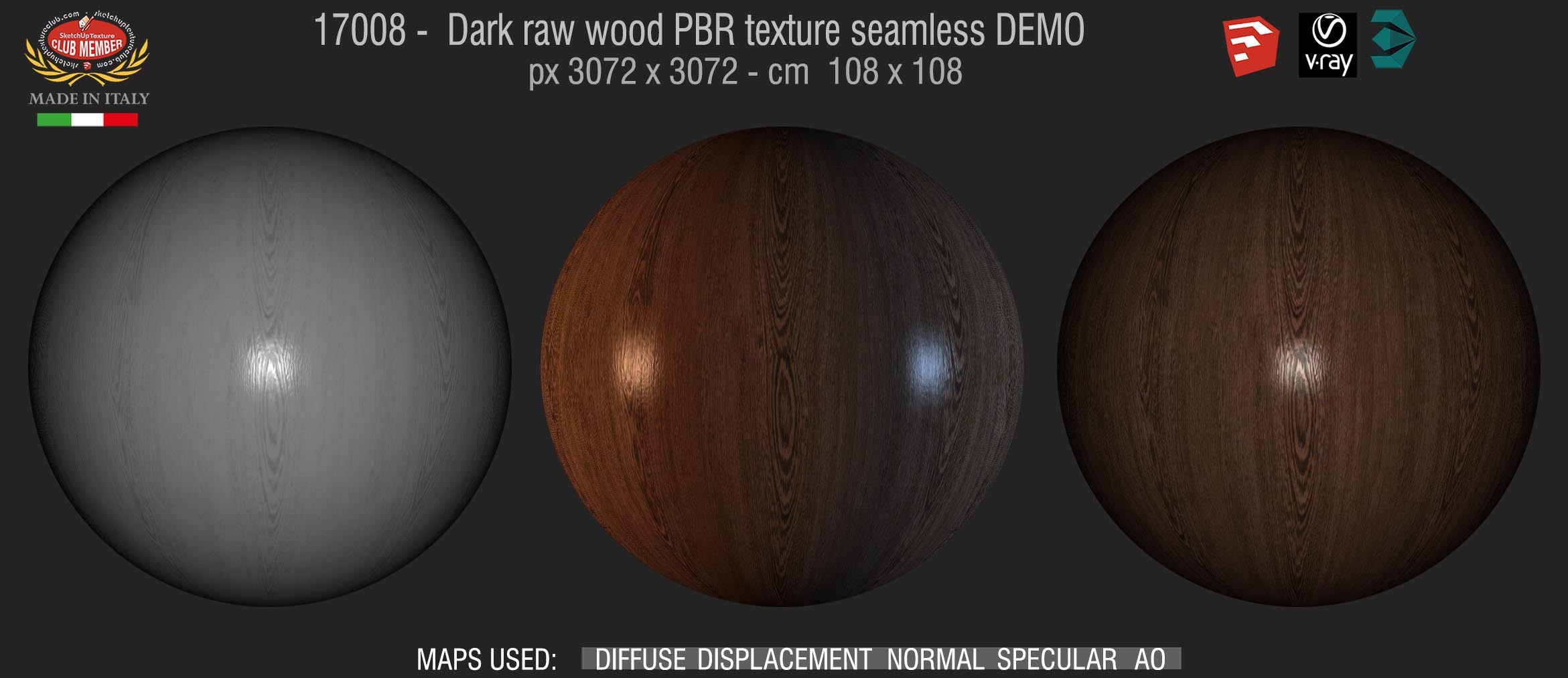 17008 Dark raw wood PBR texture seamless DEMO