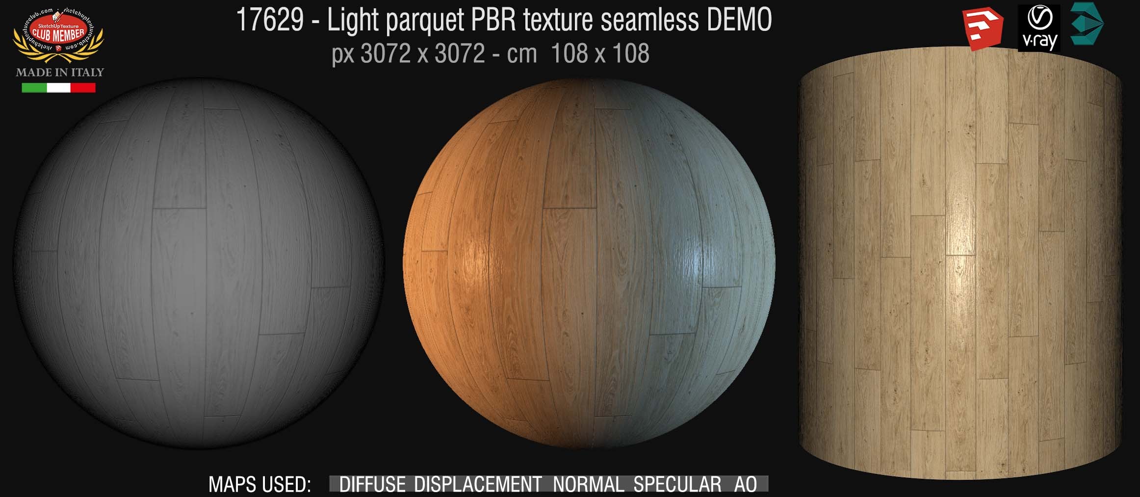 17629 Light parquet PBR texture seamless DEMO
