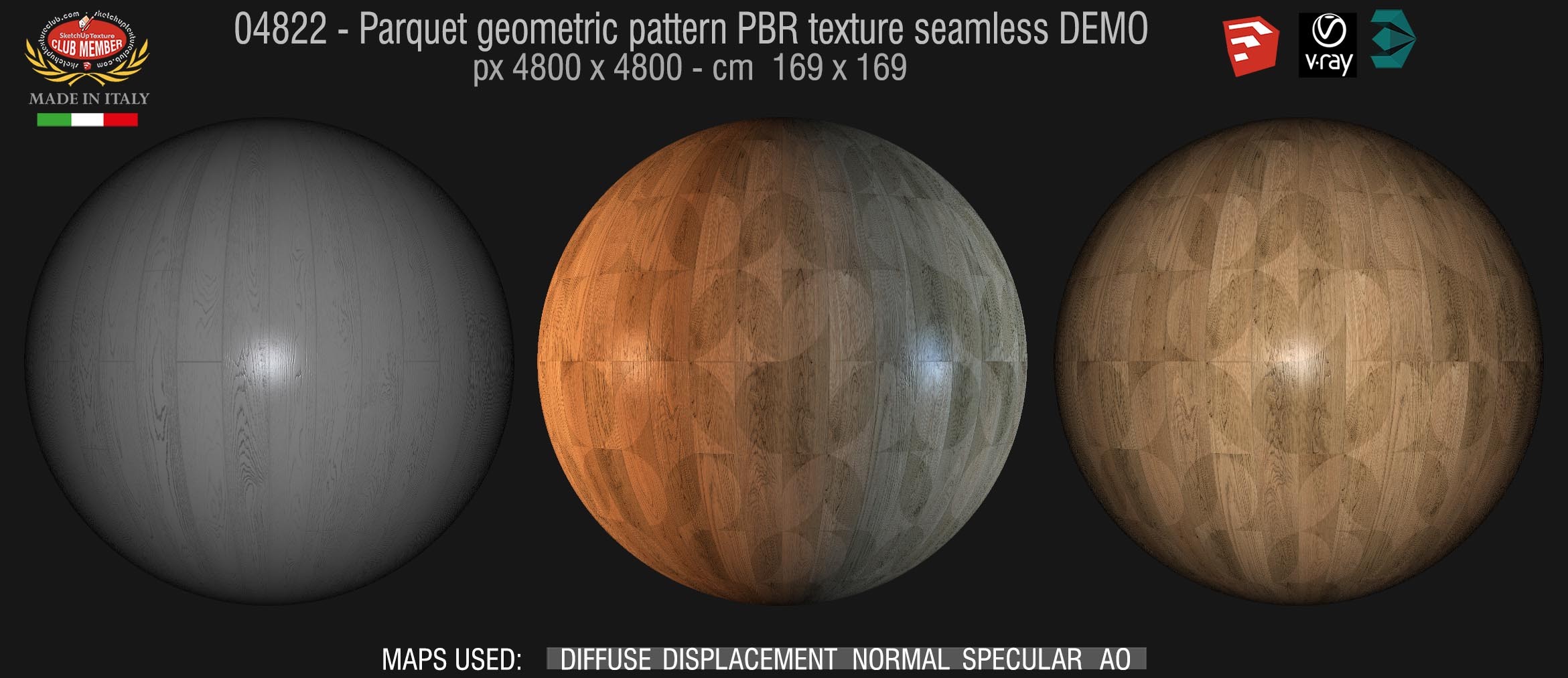 04822 Parquet geometric pattern PBR texture seamless DEMO