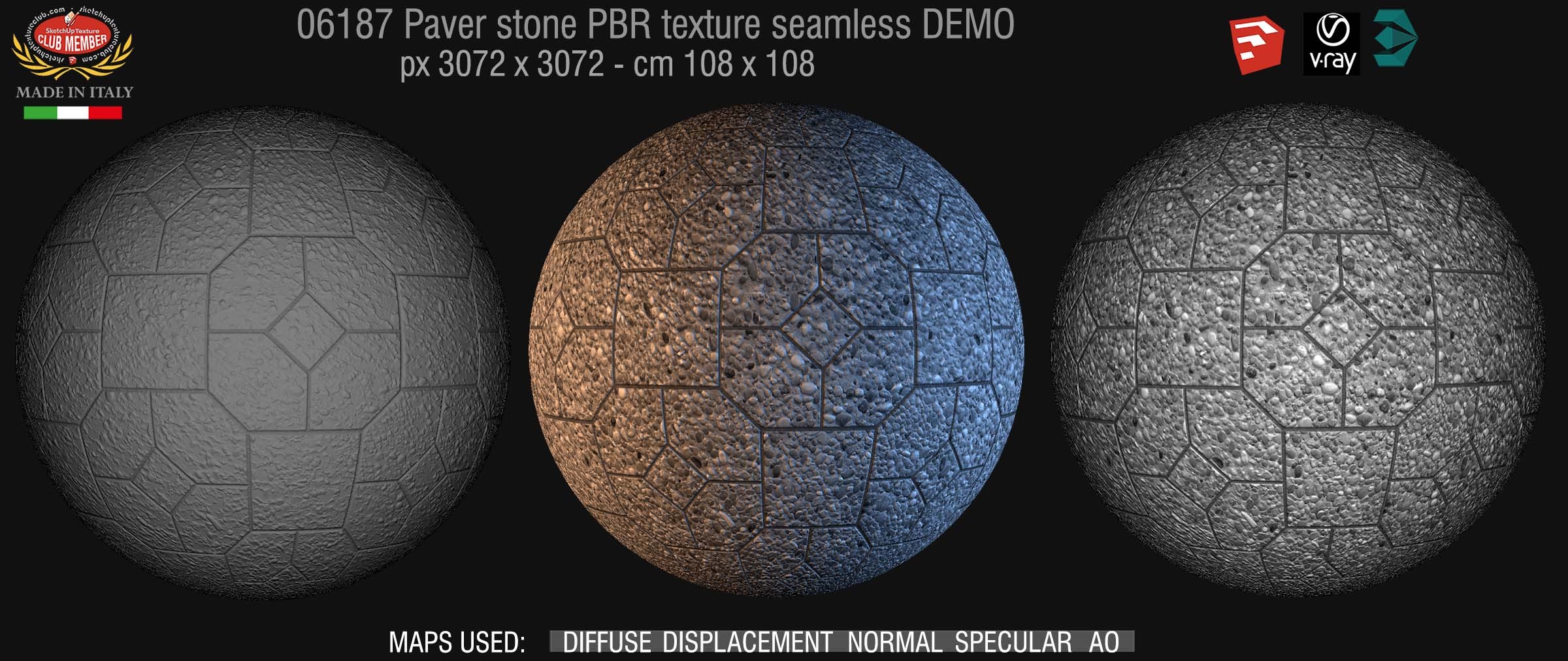 06187 Pavers stone PBR texture seamless DEMO