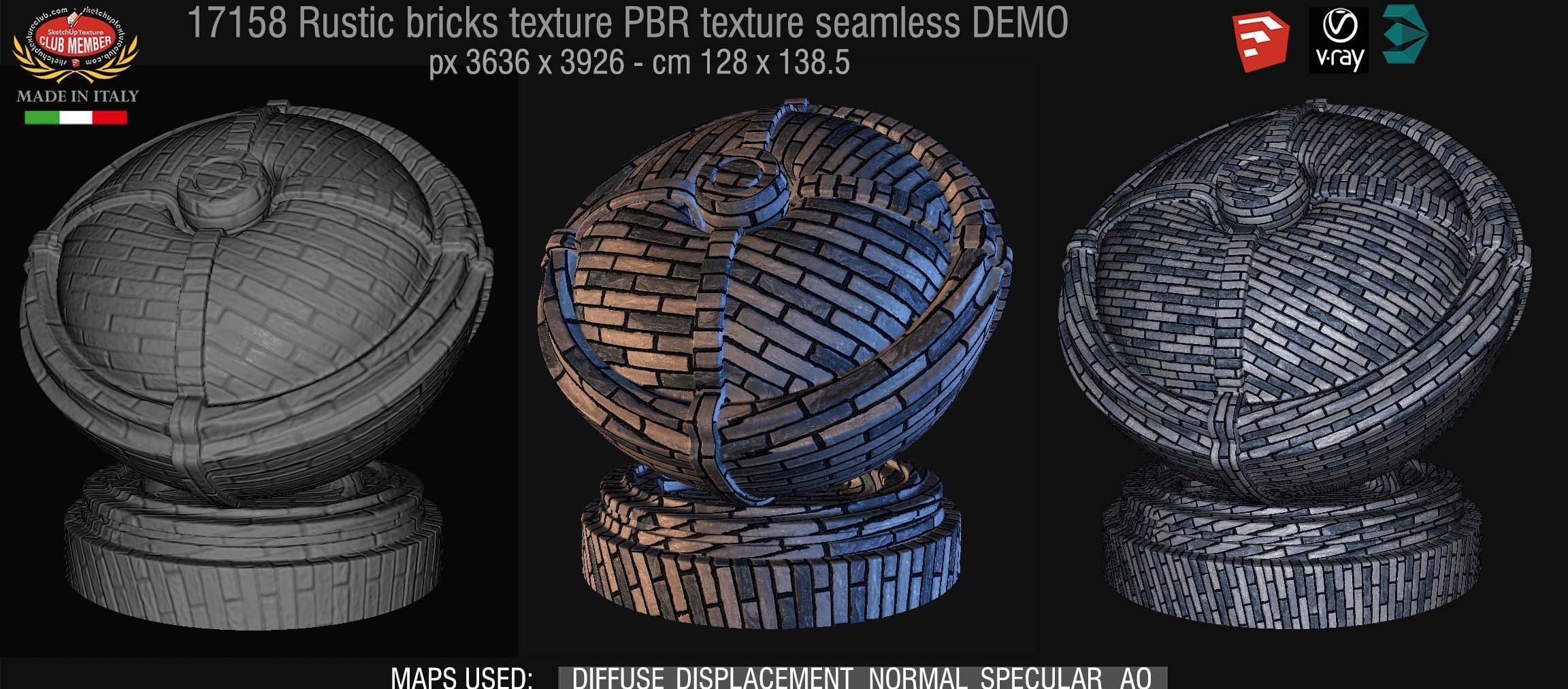 17158 Rustic bricks PBR texture seamless DEMO