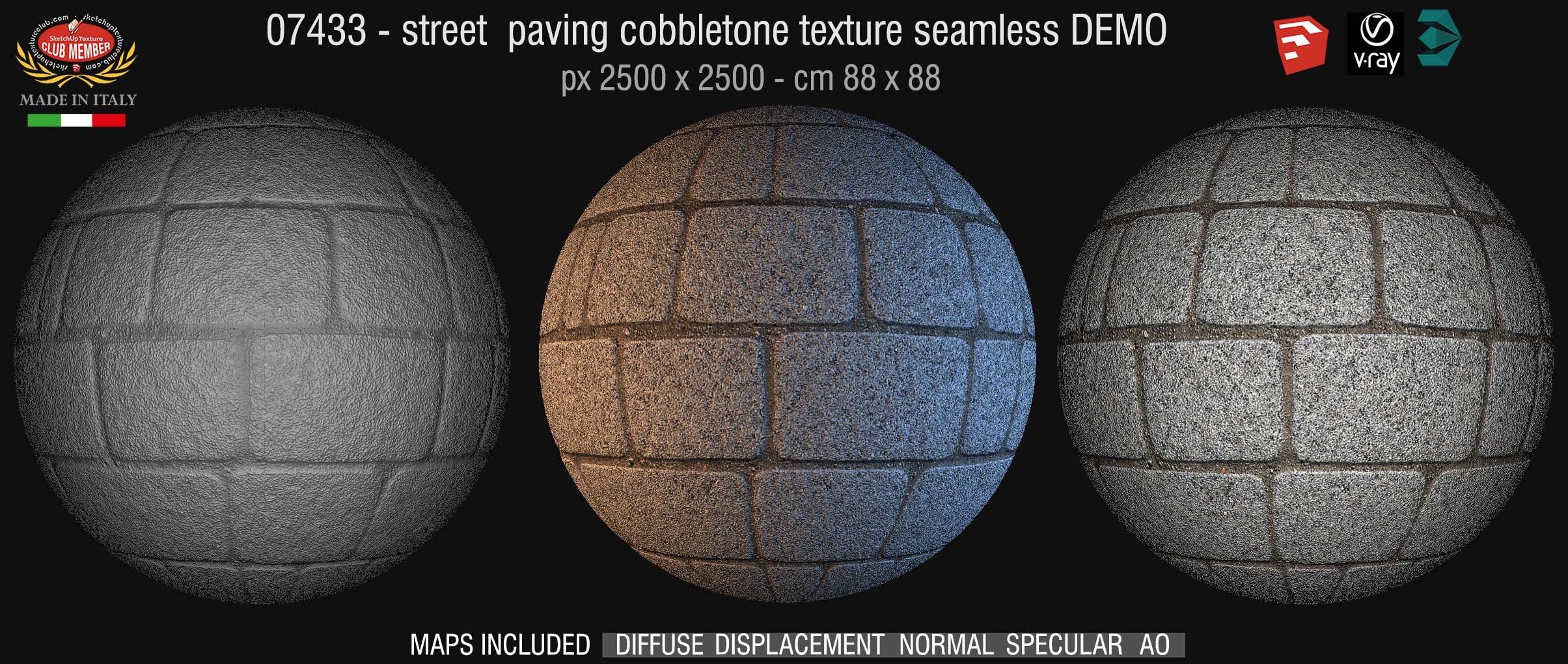 07433 HR Street paving cobblestone texture + maps DEMO