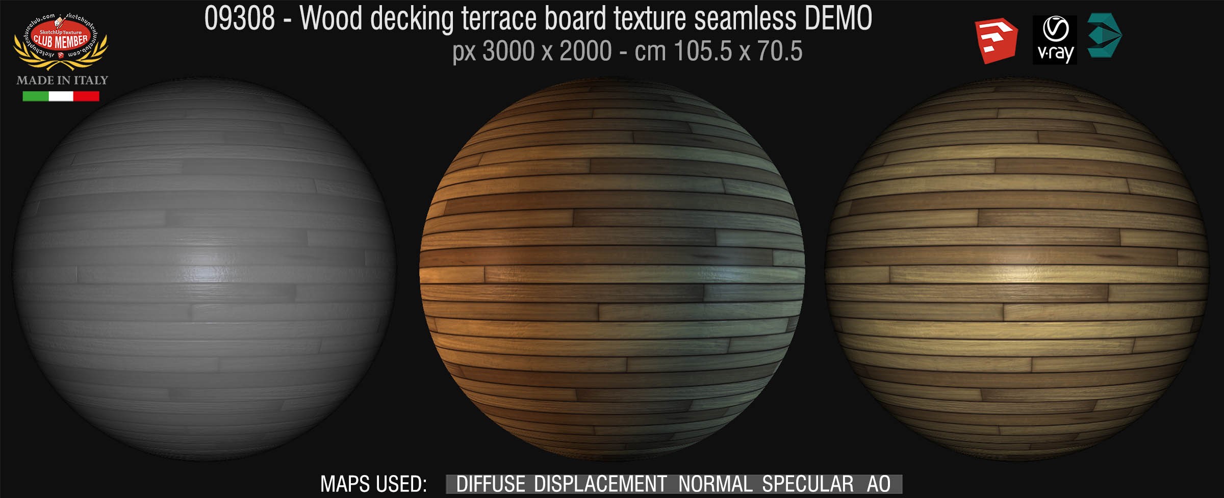 09308 HR Wood decking terrace board texture seamless + maps DEMO