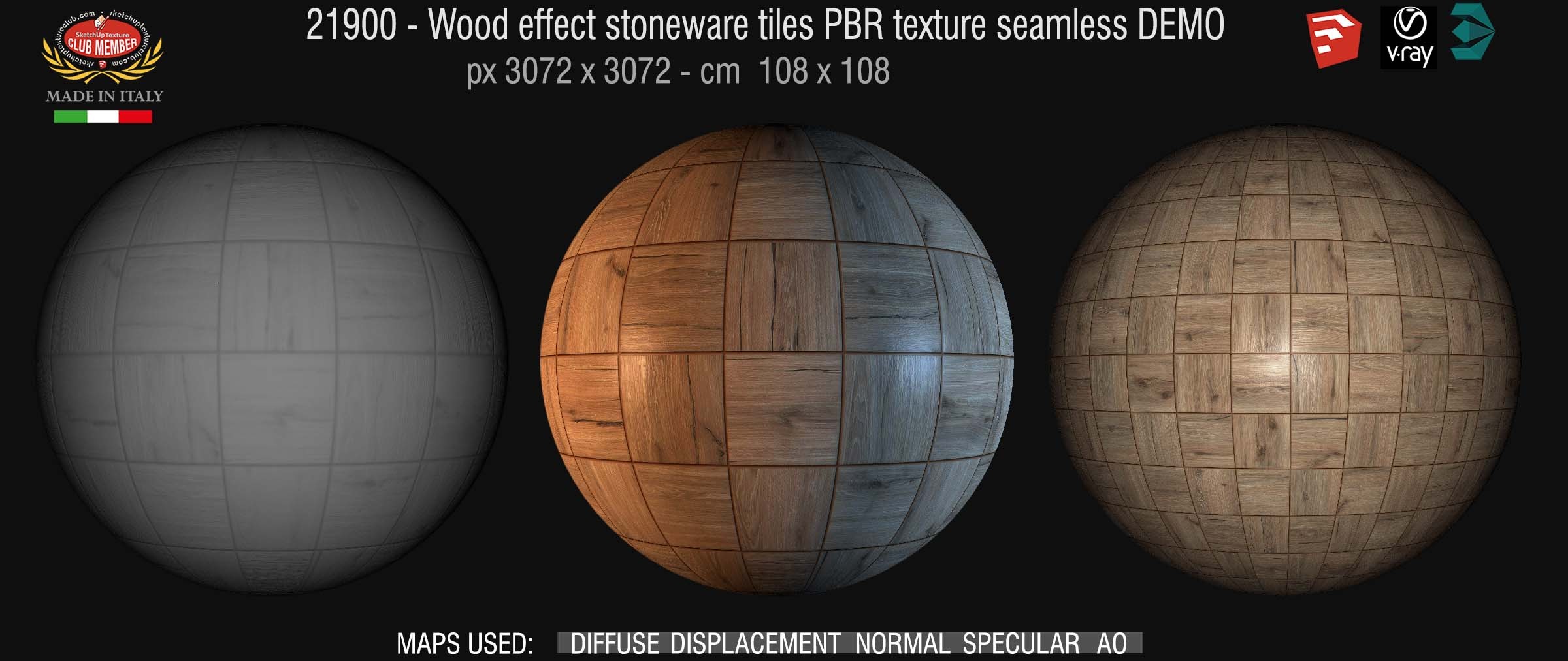 21900 Wood effect stoneware tiles PBR texture seamless DEMO