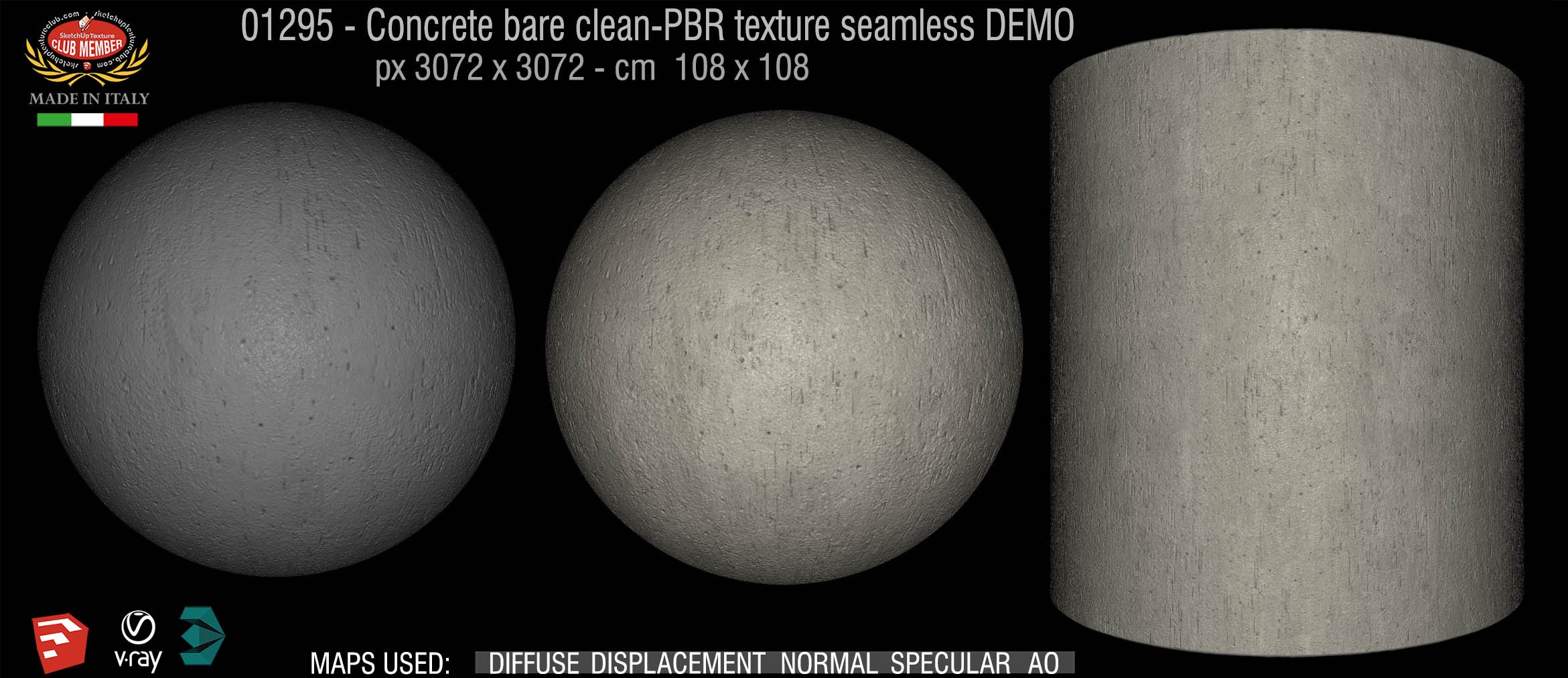 01295 Concrete bare clean-PBR texture seamless DEMO