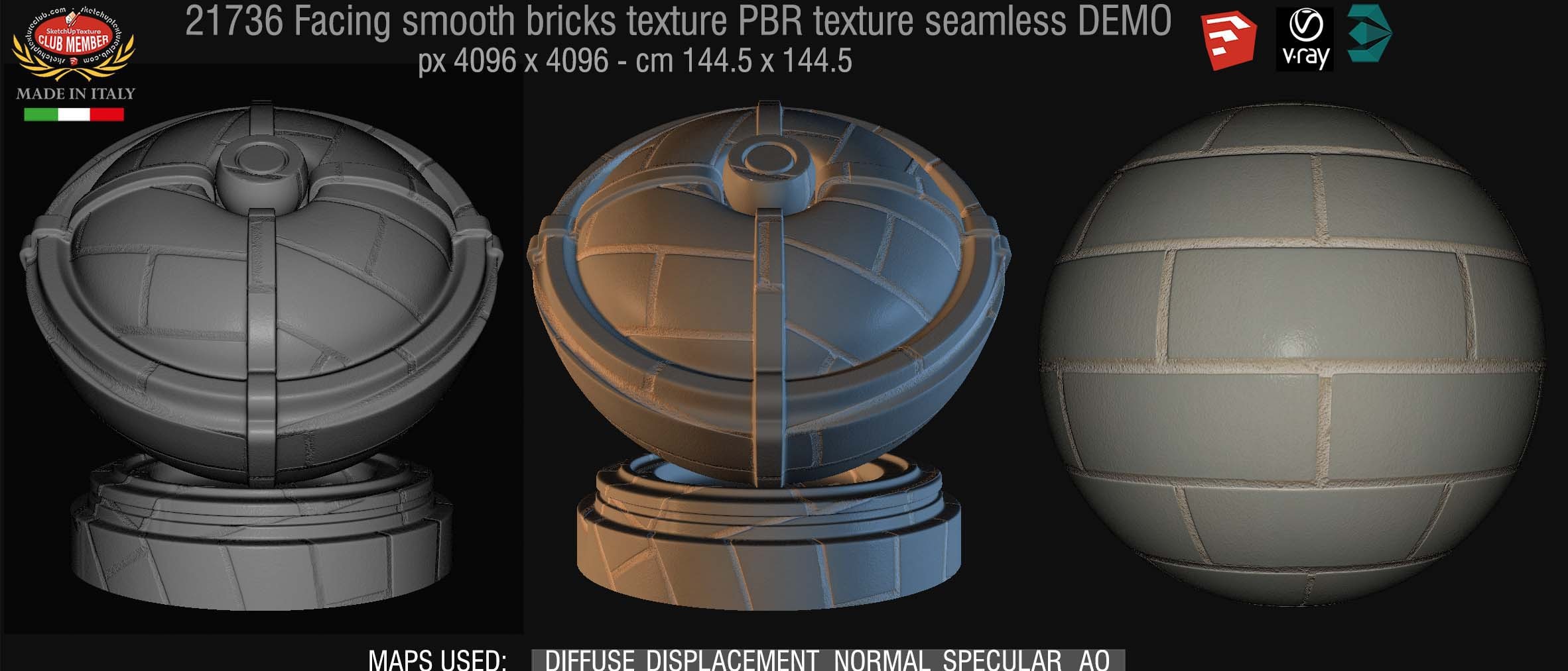 21736 facing smooth bricks PBR texture seamless DEMO