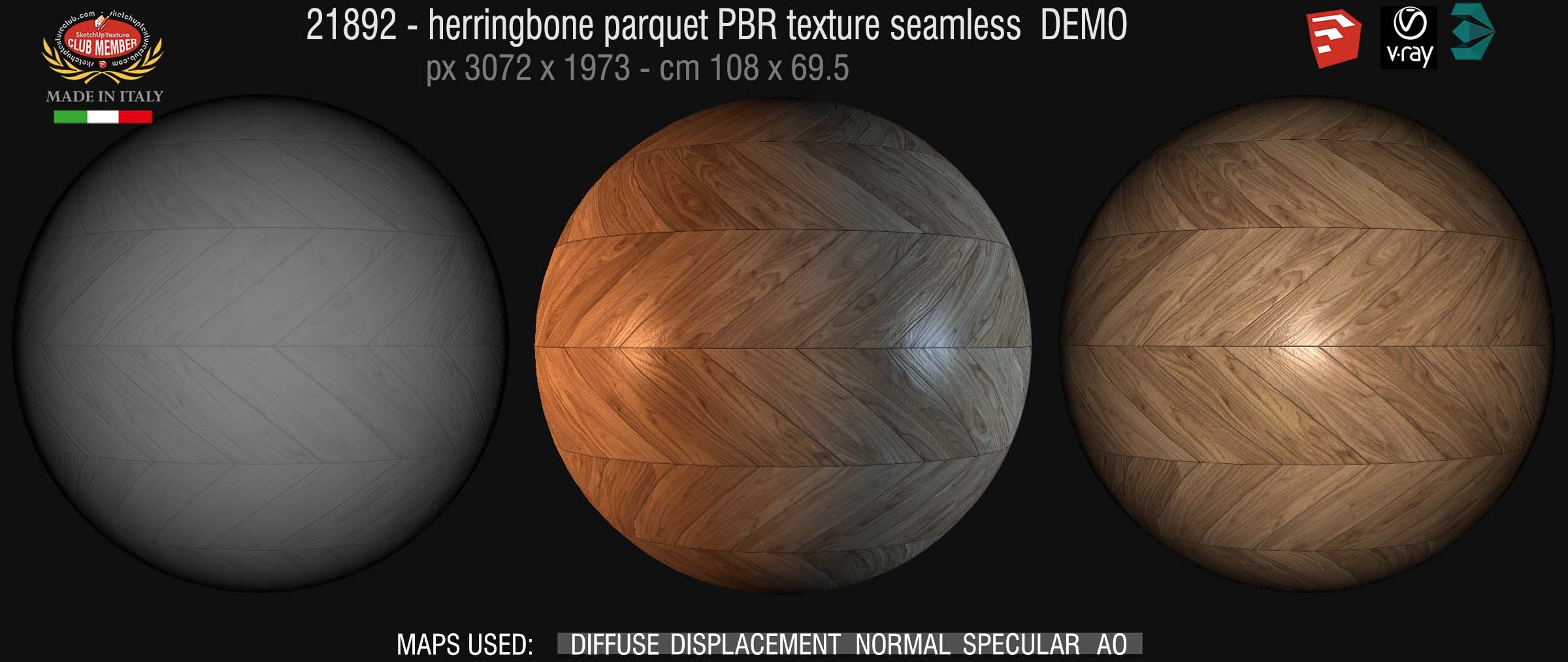 21892  herringbone parquet PBR texture seamless DEMO