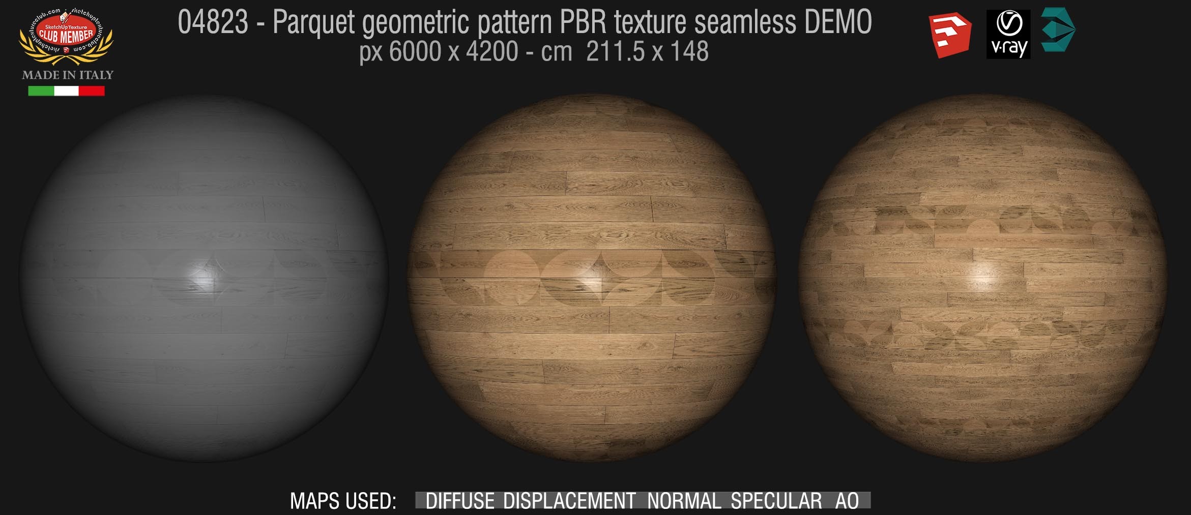 04823 Parquet geometric pattern PBR texture seamless DEMO