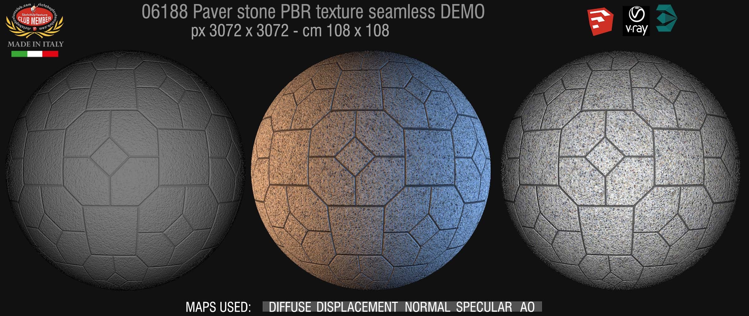 06188 Pavers stone PBR texture seamless DEMO