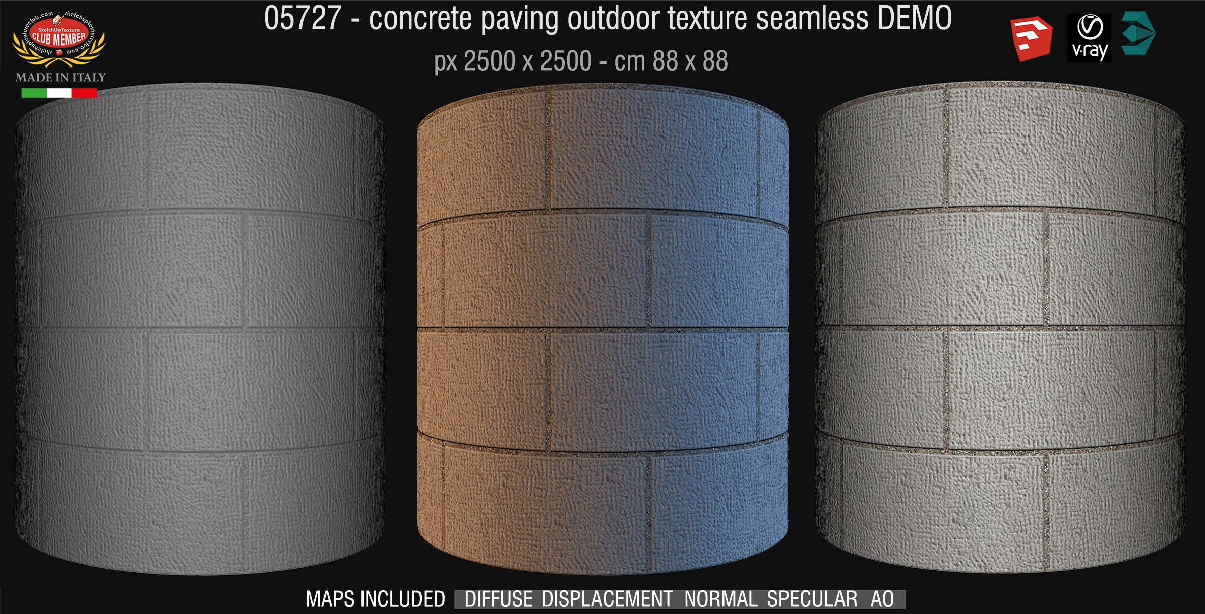 05727 HR Paving outdoor concrete regular block texture + maps DEMO