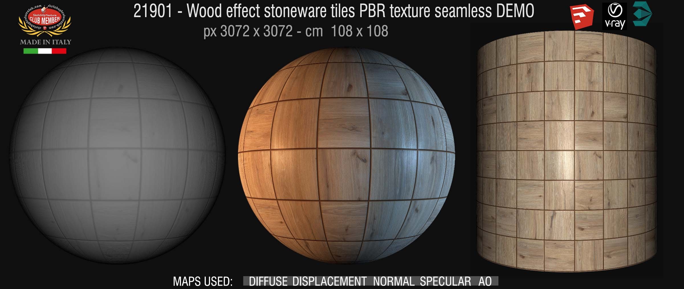 21901 Wood effect stoneware tiles PBR texture seamless DEMO