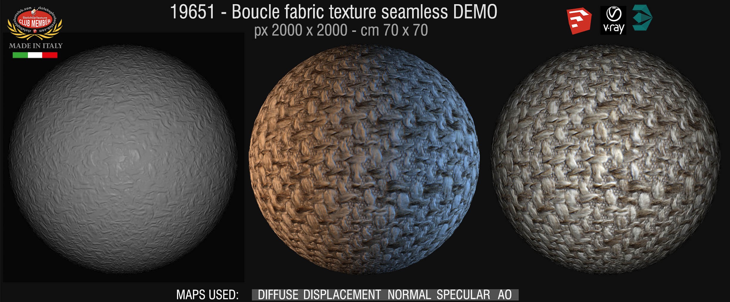 19651 Boucle fabric texture seamless + maps DEMO