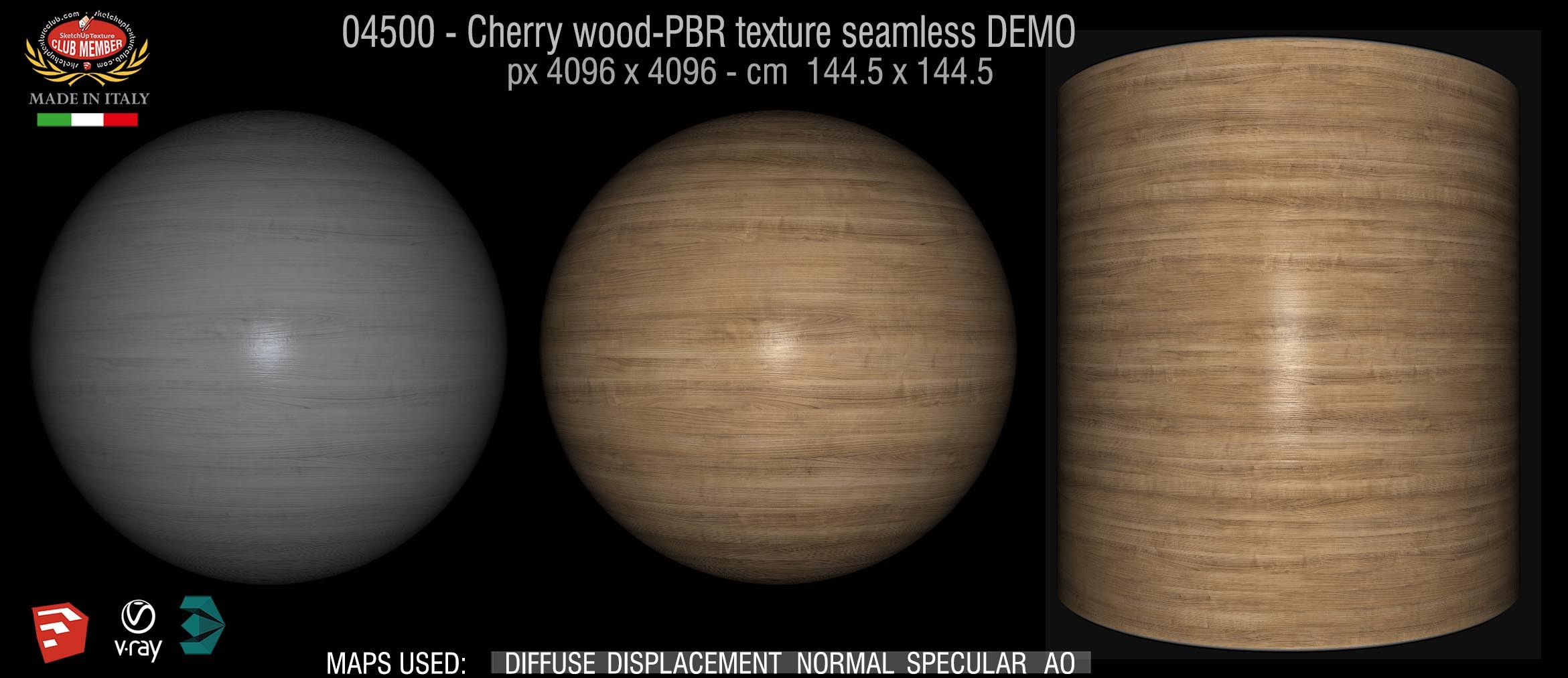04500 Cherry wood-PBR texture seamless DEMO