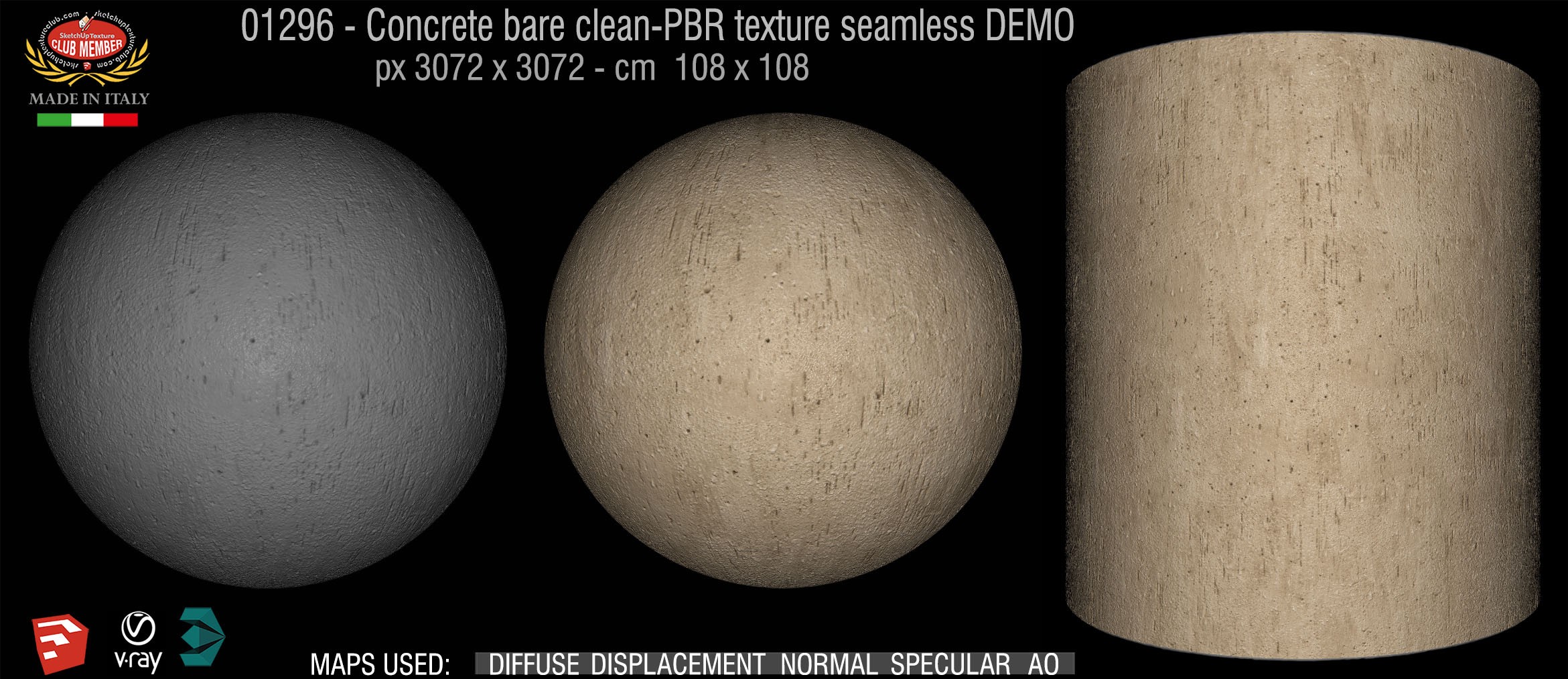01296 Concrete bare clean-PBR texture seamless DEMO