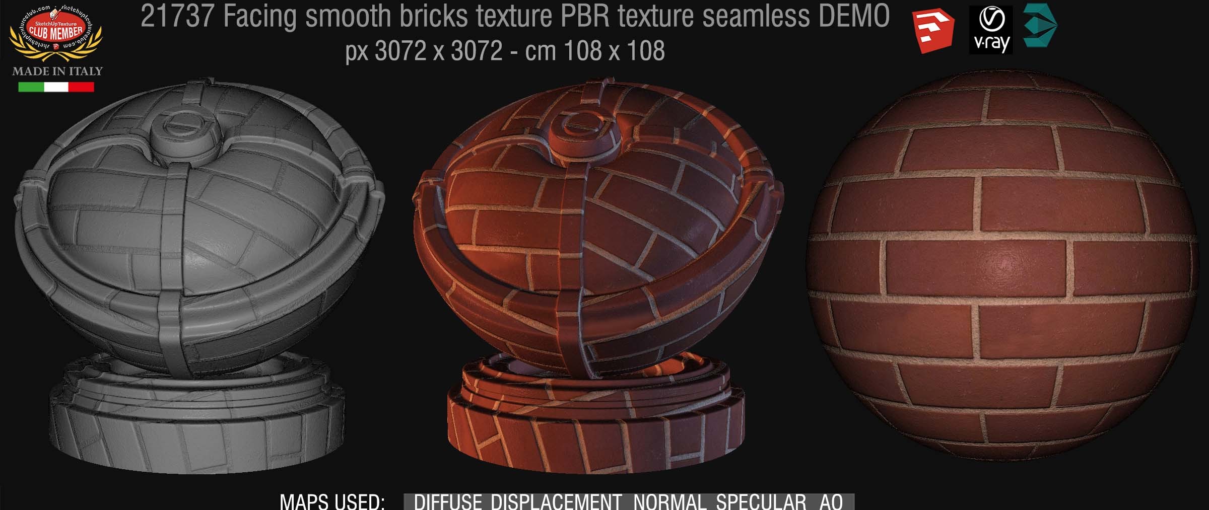 21737 facing smooth bricks PBR texture seamless DEMO