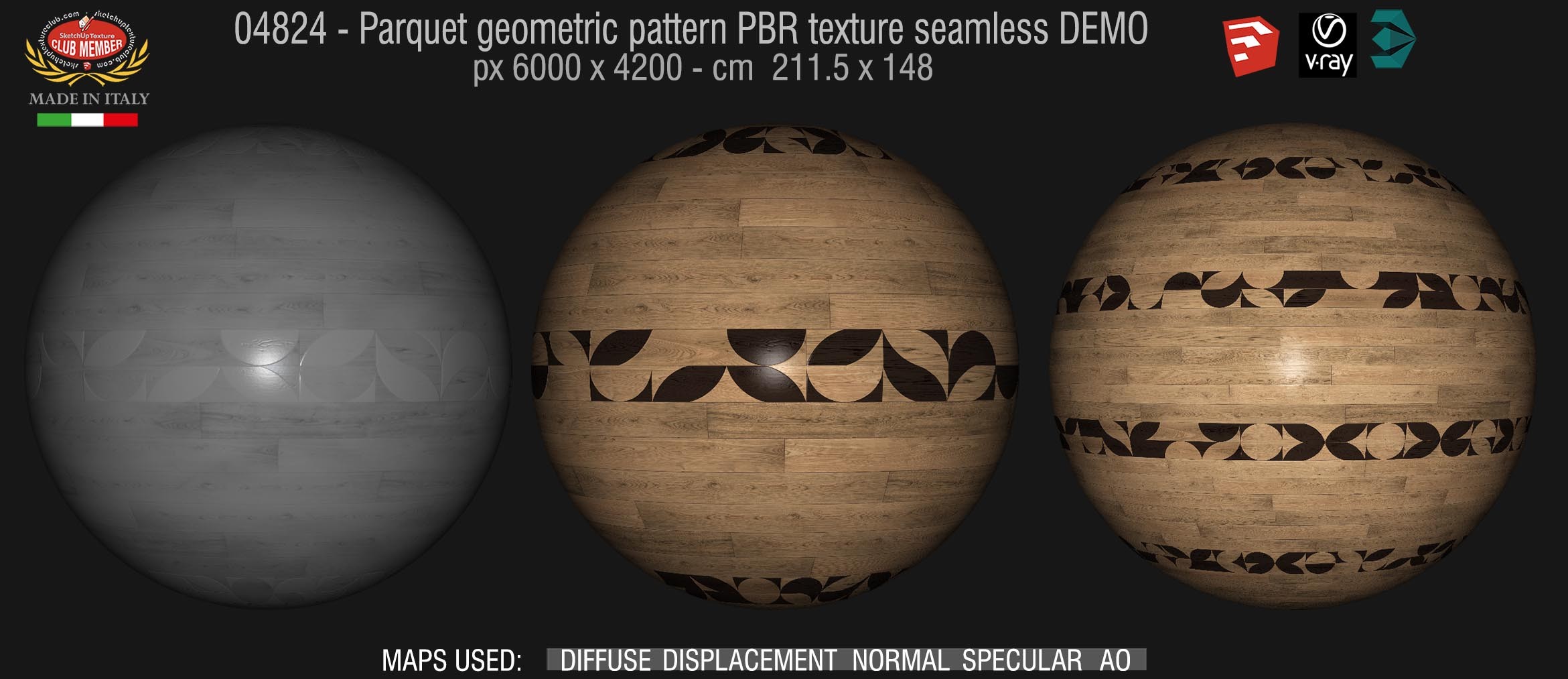 04824 Parquet geometric pattern PBR texture seamless DEMO