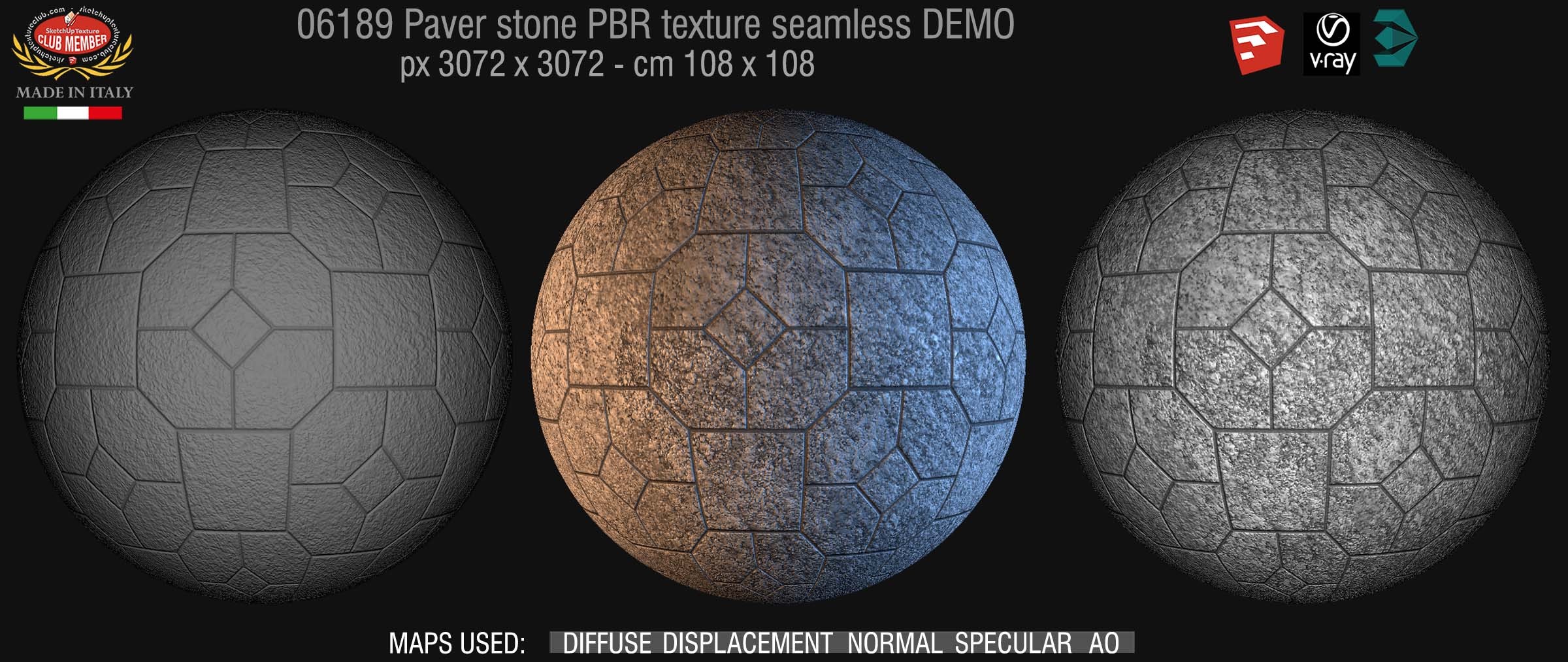 06189 Pavers stone PBR texture seamless DEMO