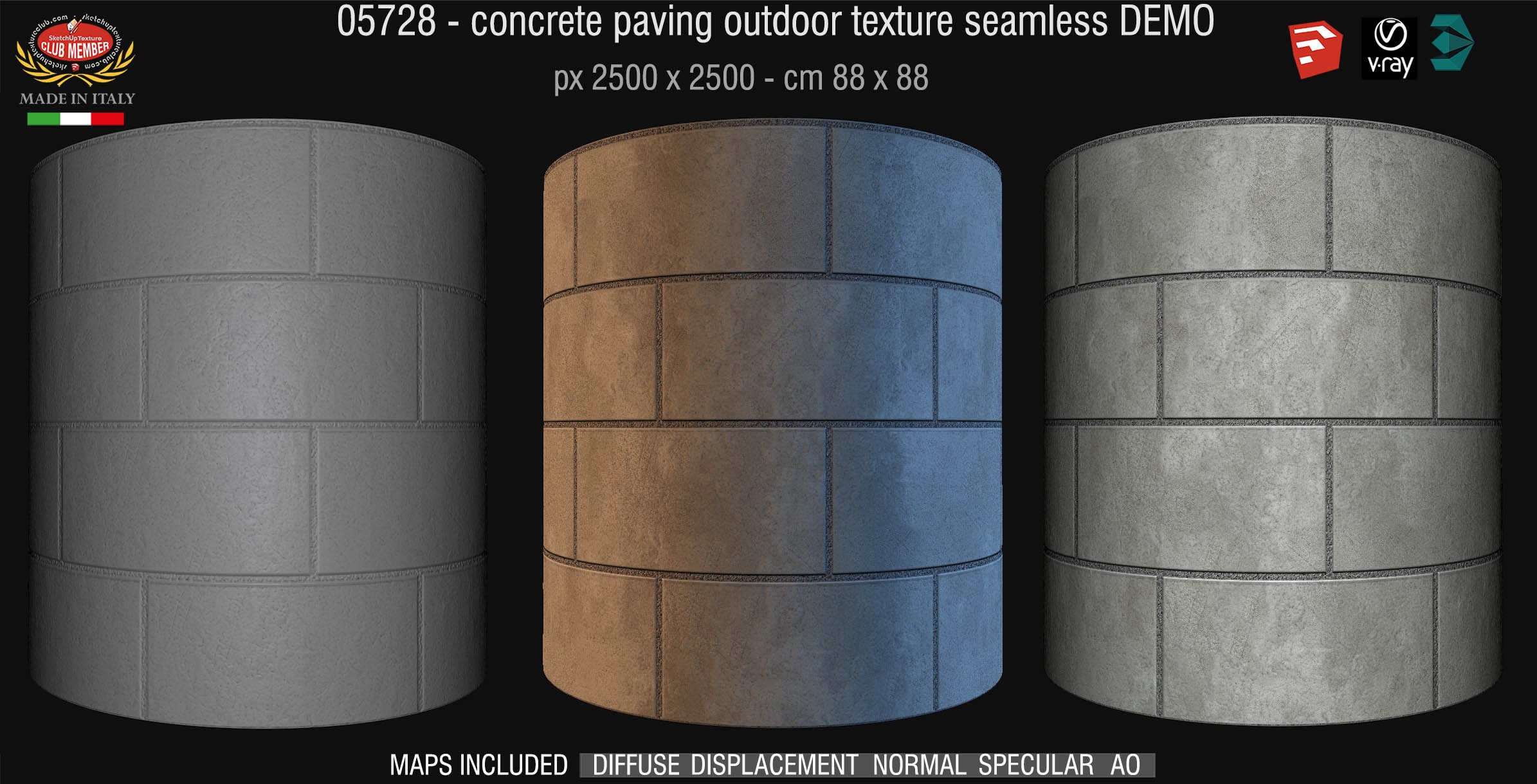 05728 HR Paving outdoor concrete regular block texture + maps DEMO