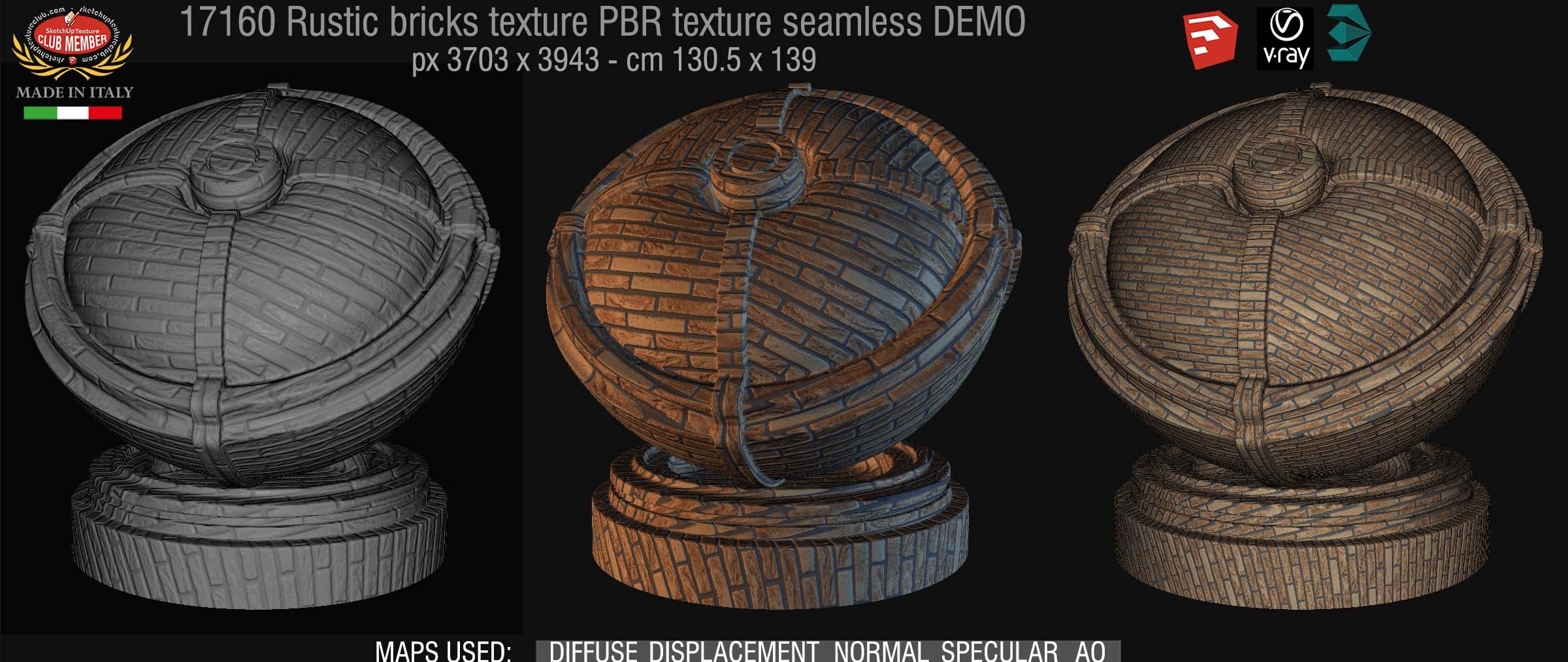 17160 Rustic bricks PBR texture seamless DEMO