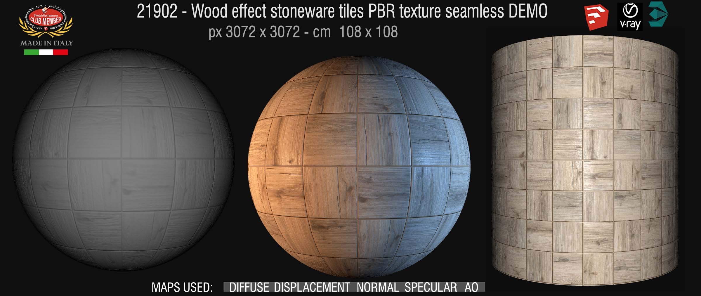 21902 Wood effect stoneware tiles PBR texture seamless DEMO