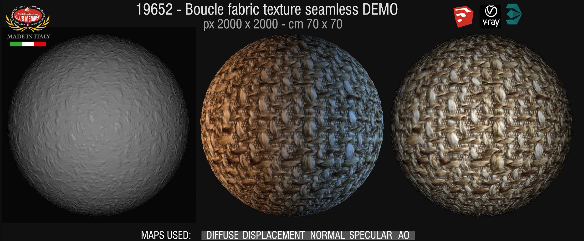 19652 Boucle fabric texture seamless + maps DEMO