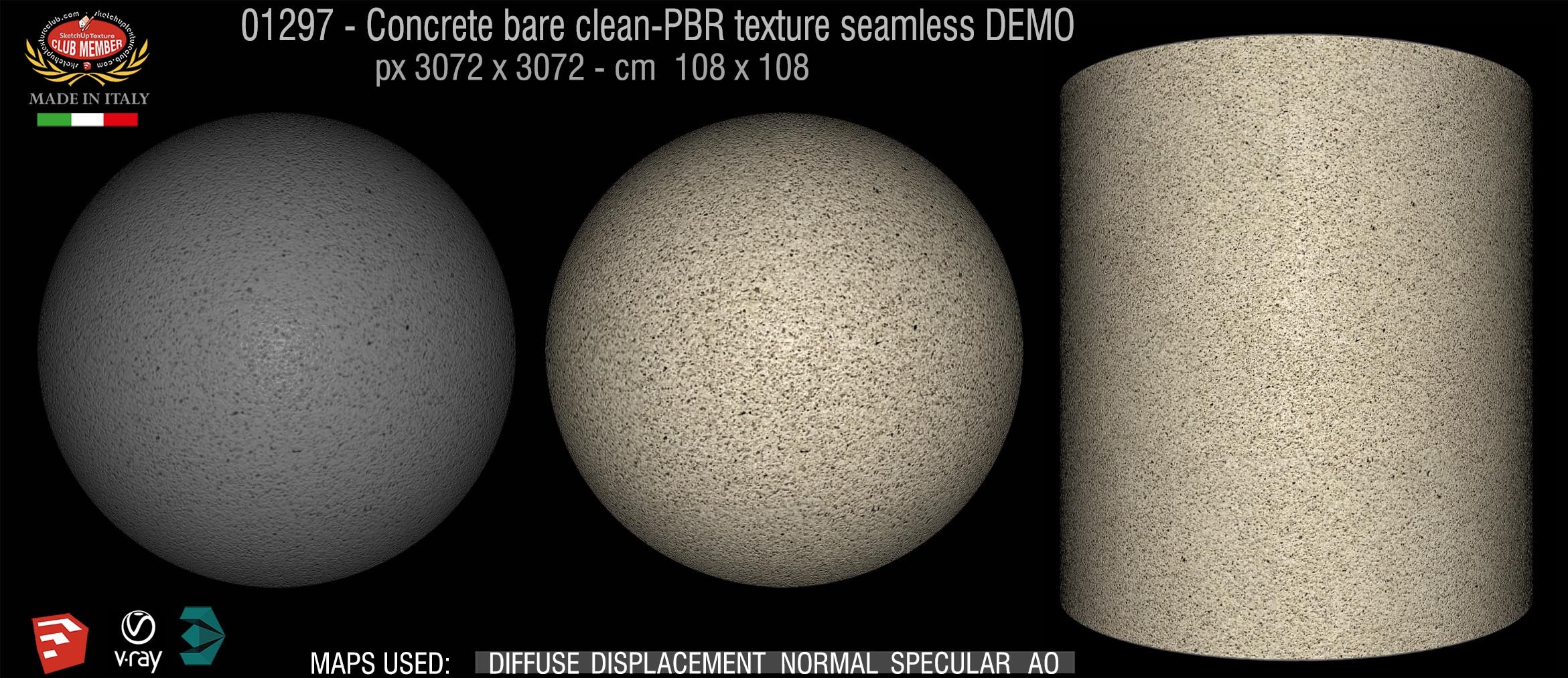 01297 Concrete bare clean-PBR texture seamless DEMO