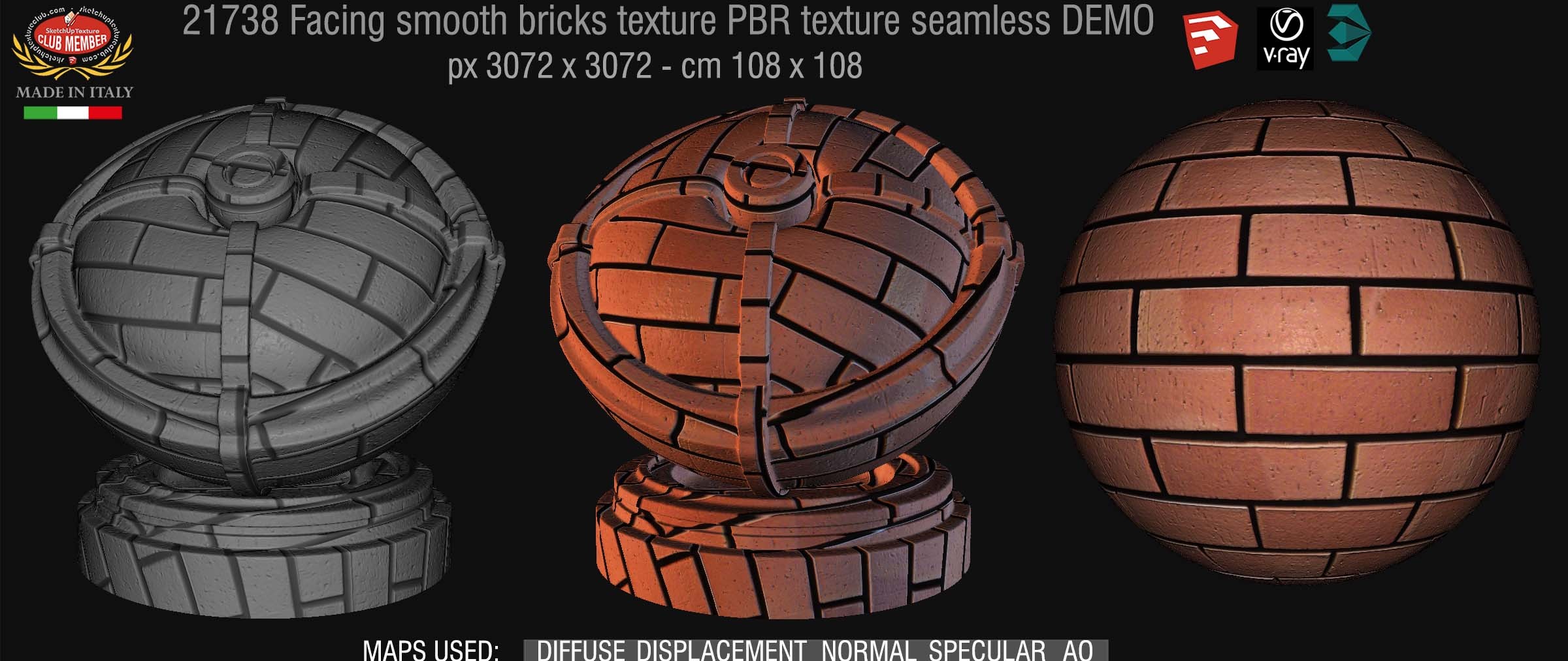 21738 facing smooth bricks PBR texture seamless DEMO